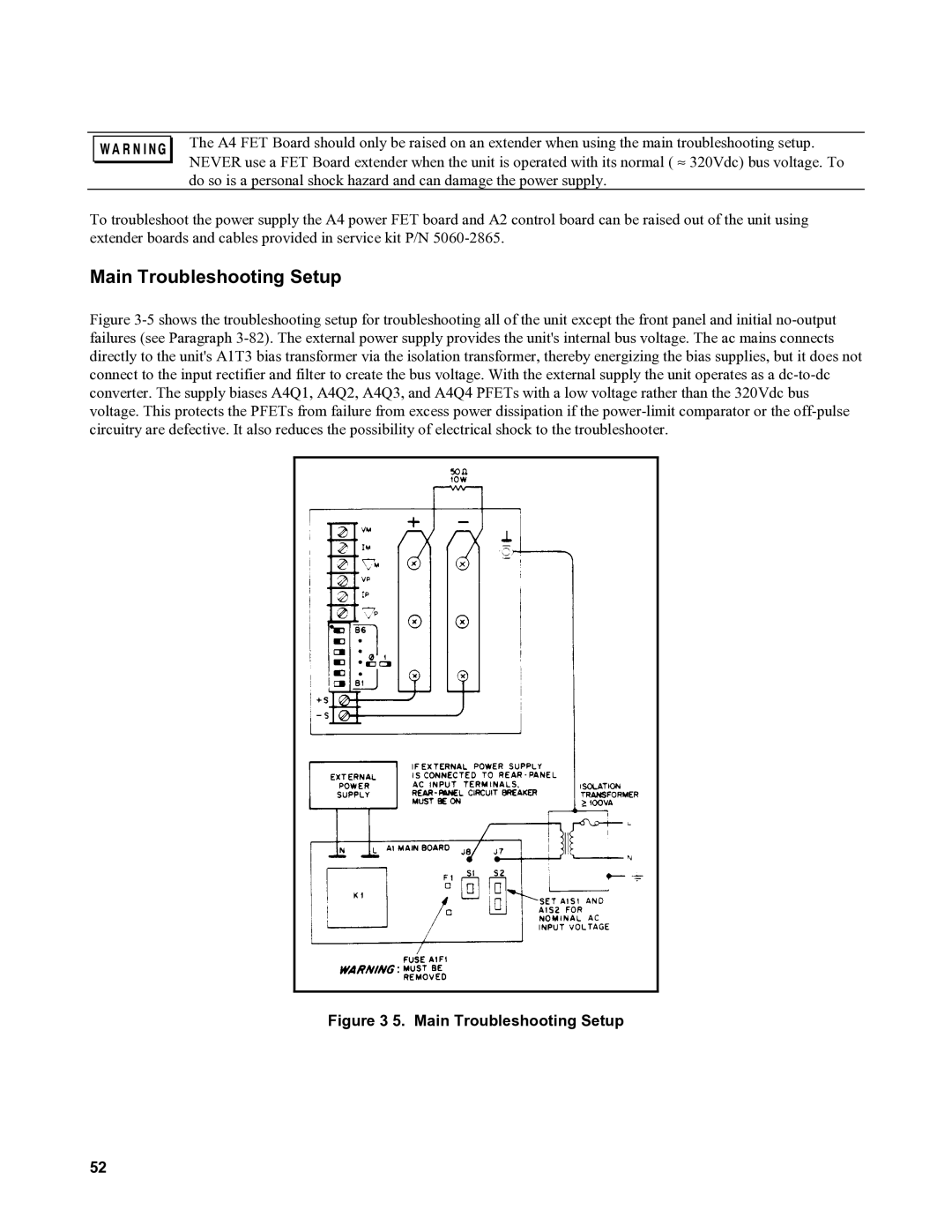 Agilent Technologies 6032A, 6035A, 6031A, 6030A service manual Main Troubleshooting Setup 