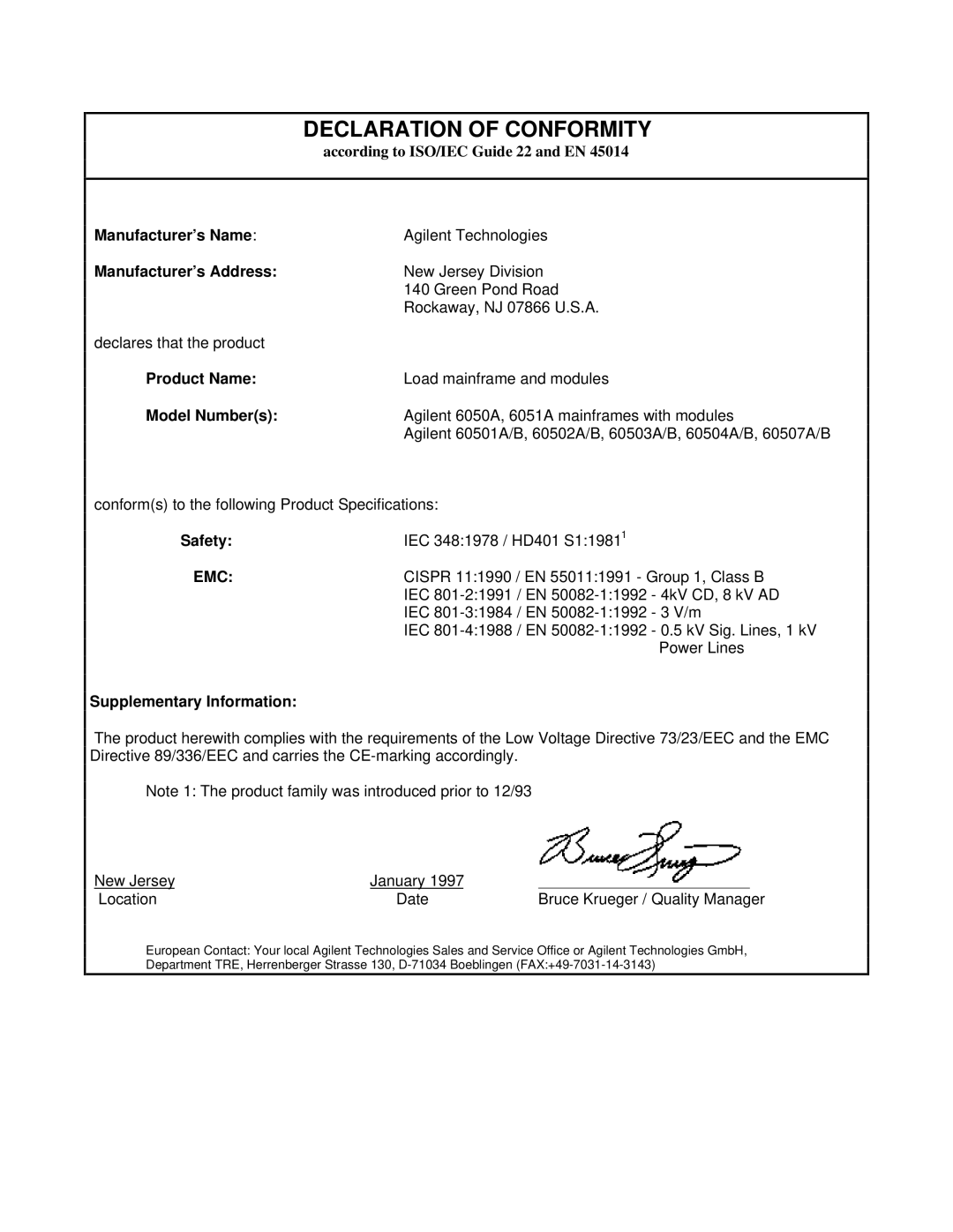 Agilent Technologies 60502B manual Emc 