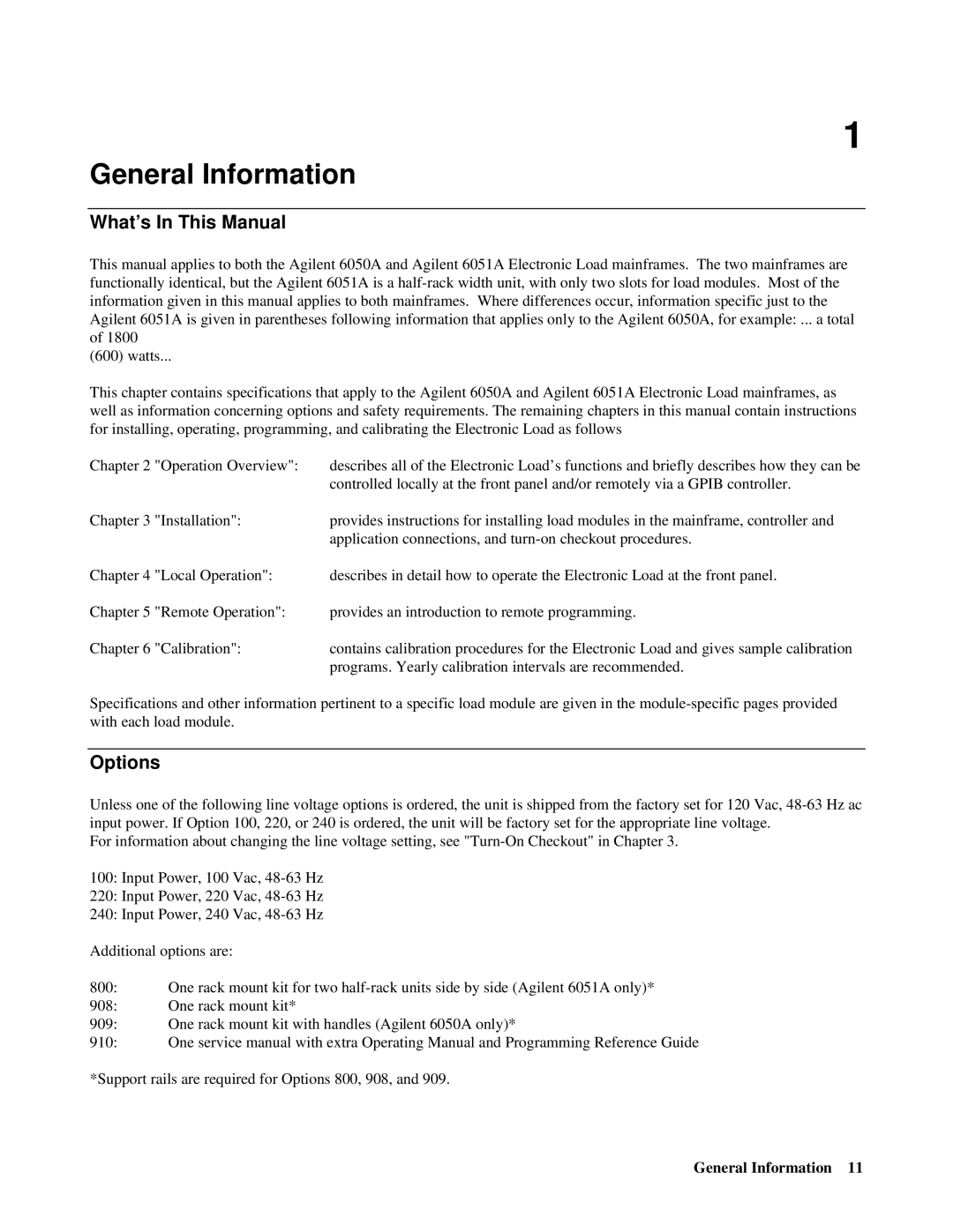 Agilent Technologies 6051A, 6050A manual What’s In This Manual, Options, General Information 