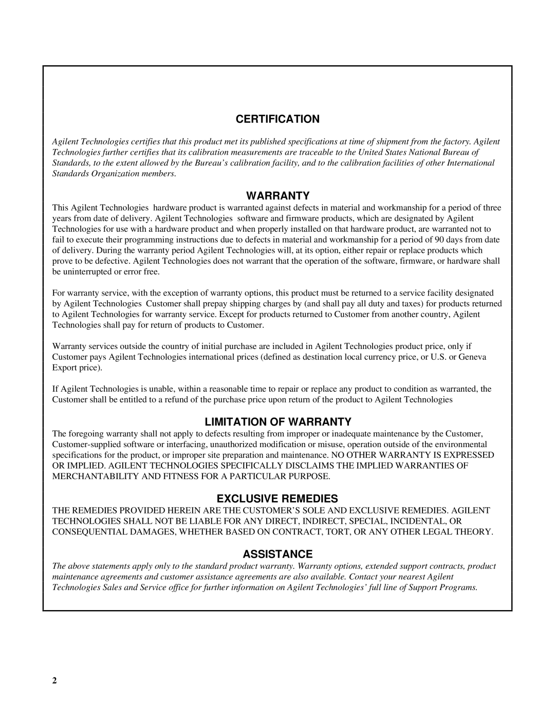 Agilent Technologies 6050A, 6051A manual Certification 