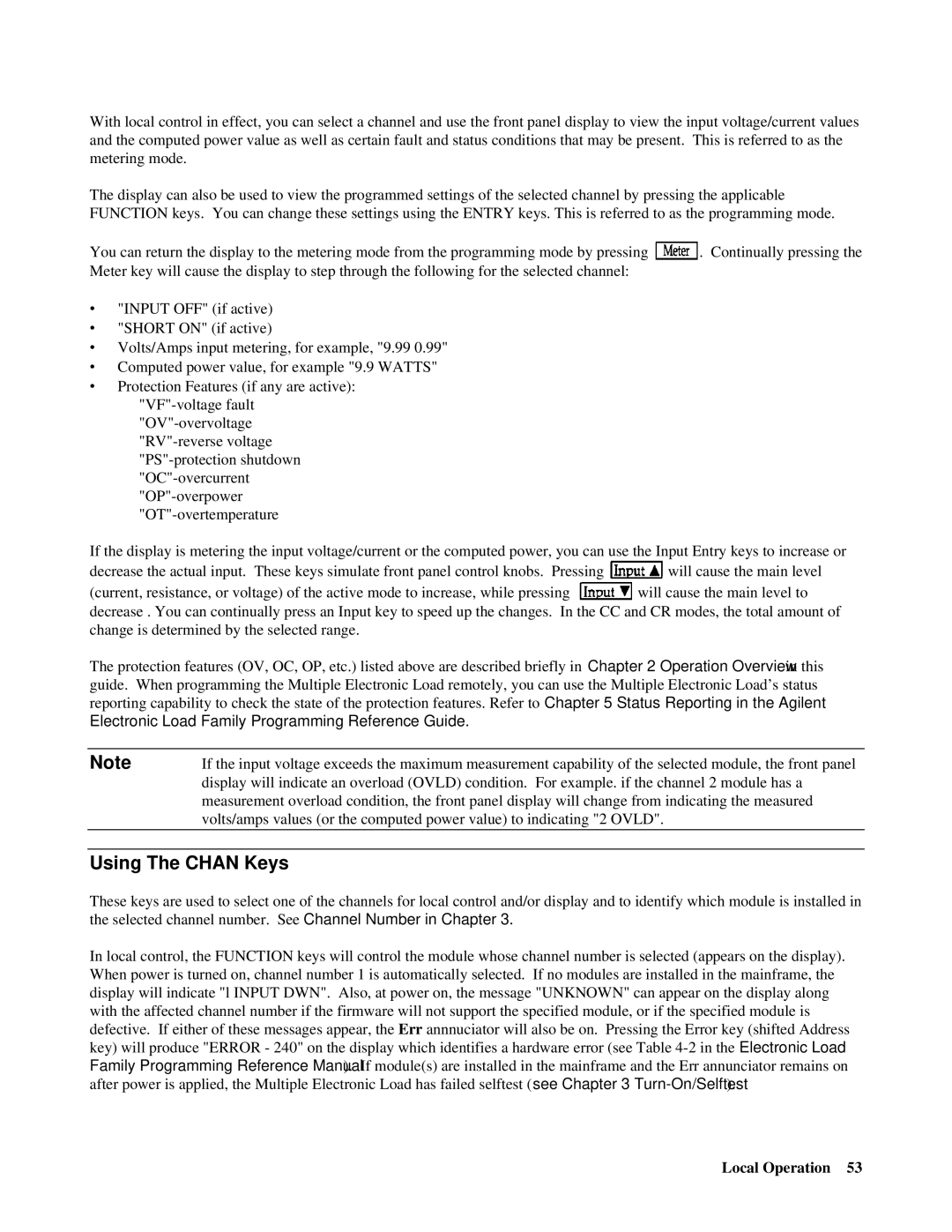 Agilent Technologies 6051A, 6050A manual Using The Chan Keys 