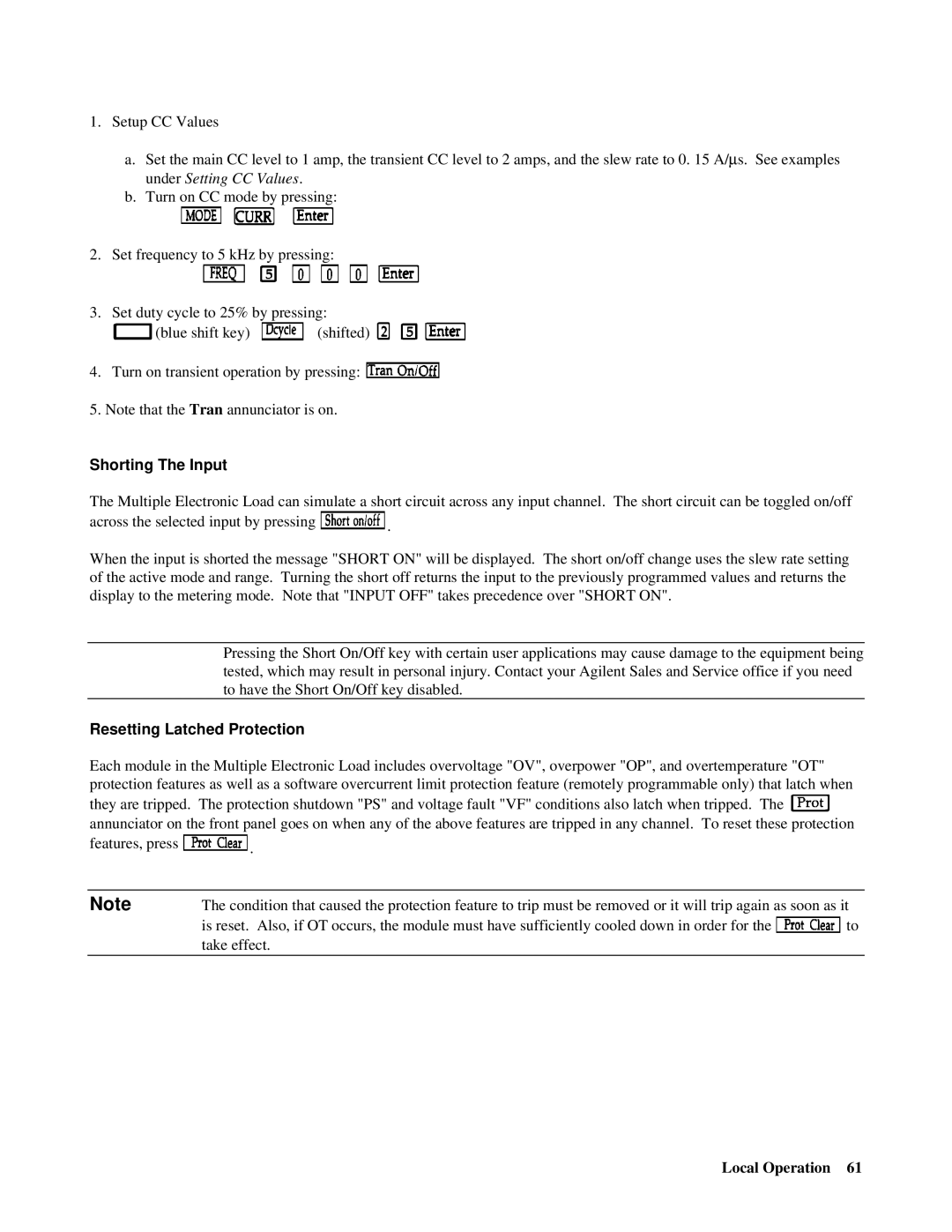 Agilent Technologies 6051A, 6050A manual Shorting The Input, Resetting Latched Protection 