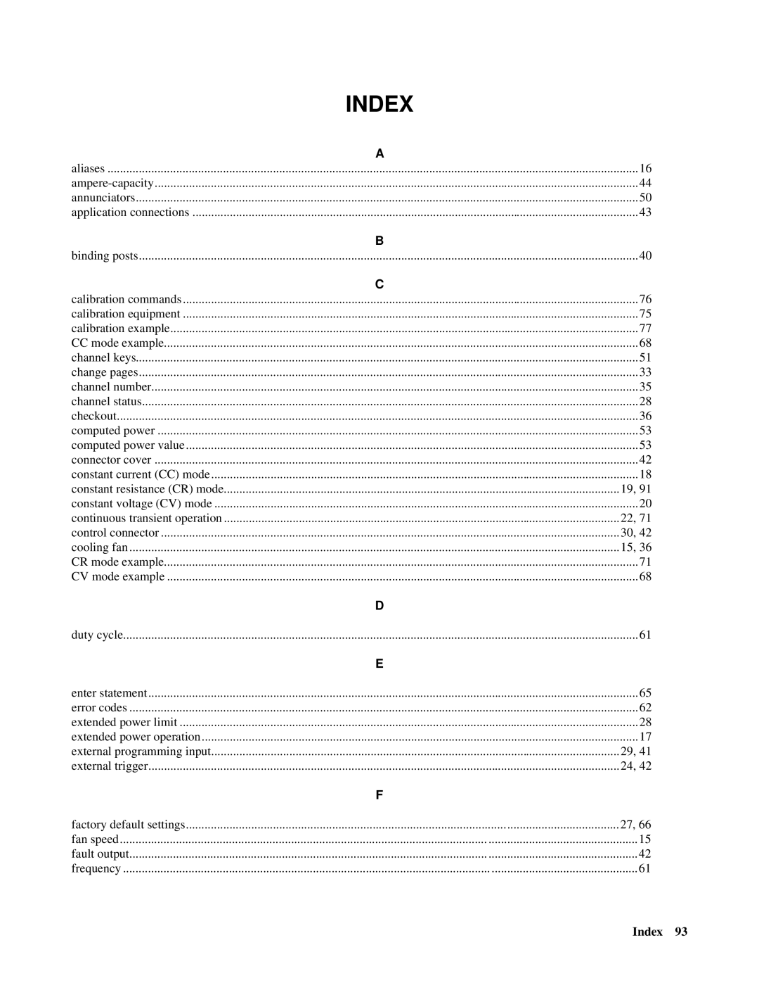 Agilent Technologies 6051A, 6050A manual Index 