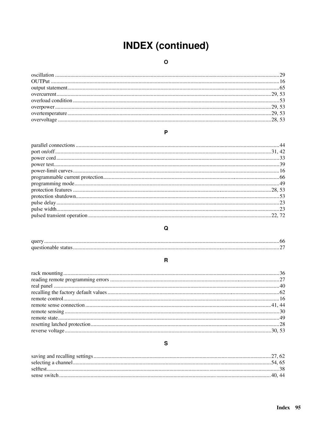 Agilent Technologies 6051A, 6050A manual Index 