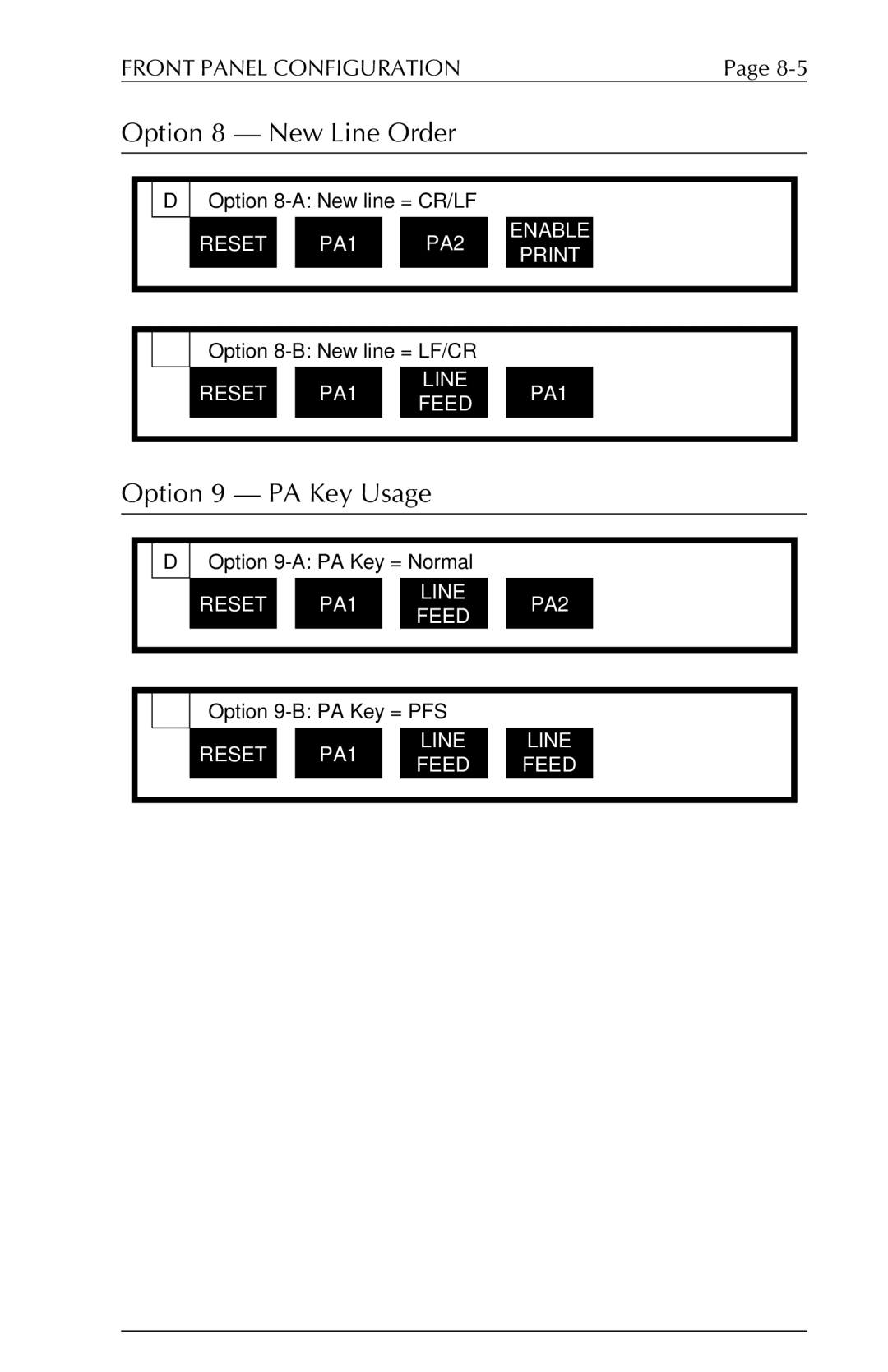 Agilent Technologies 6287 manual Option 8 New Line Order, Option 9 PA Key Usage 