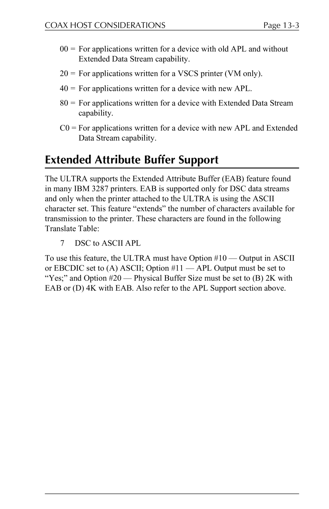 Agilent Technologies 6287 manual Extended Attribute Buffer Support, Coax Host Considerations 