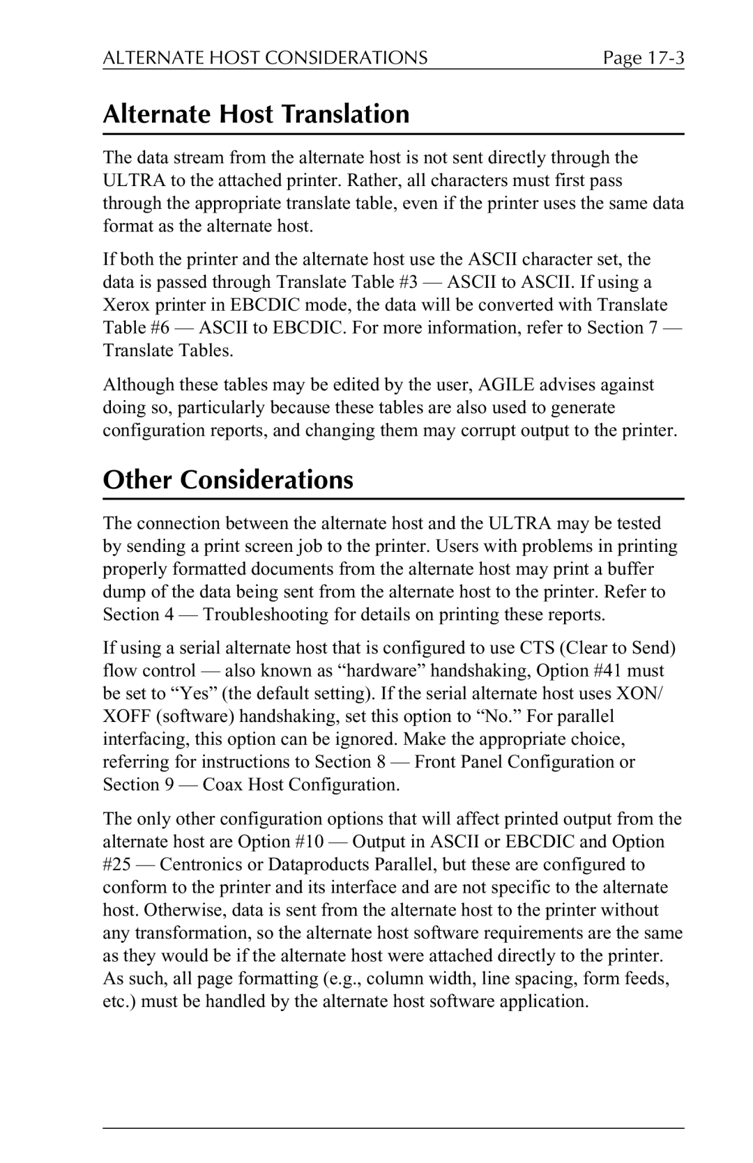 Agilent Technologies 6287 manual Alternate Host Translation, Other Considerations, Alternate Host Considerations 