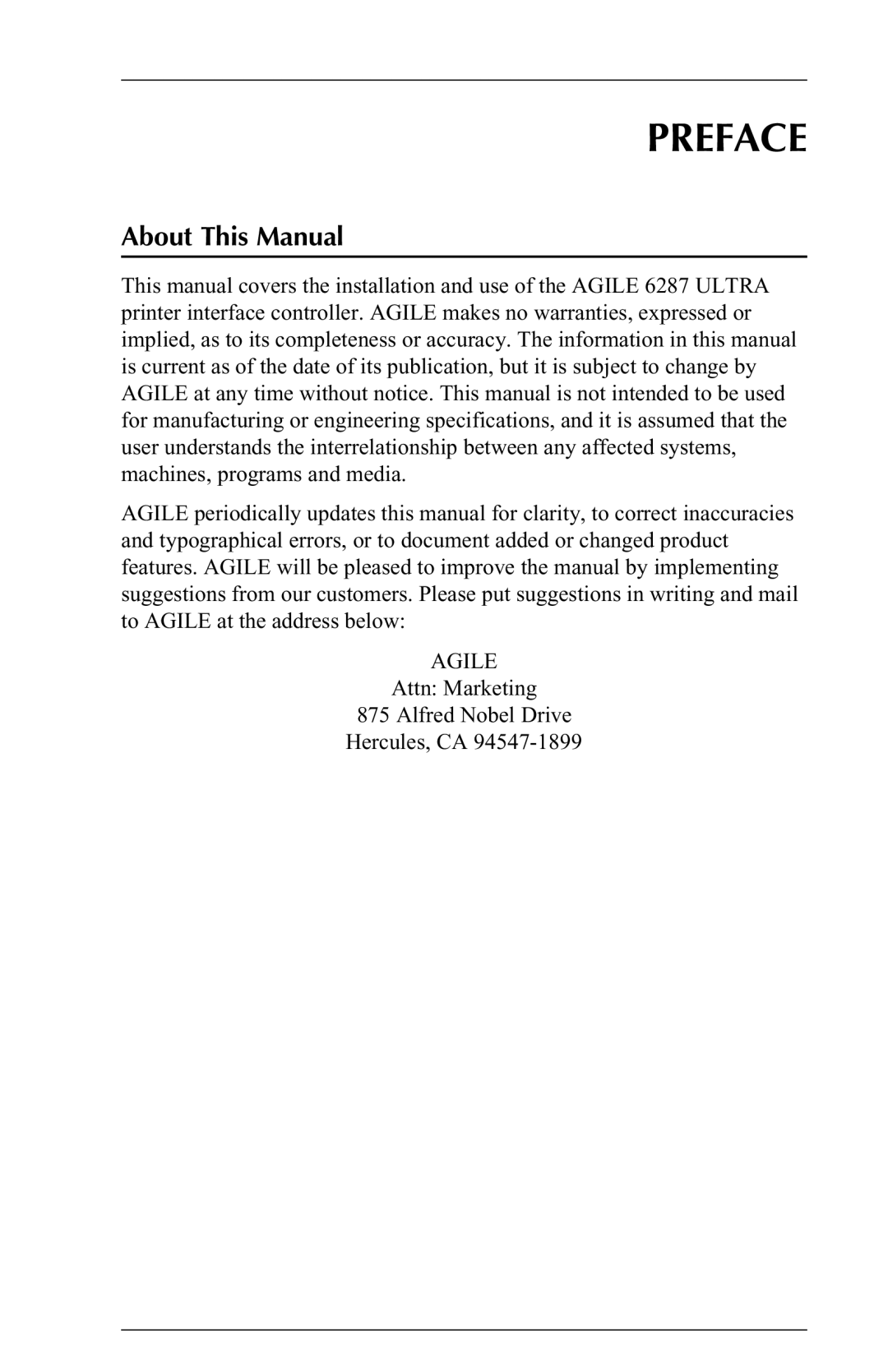 Agilent Technologies 6287 manual Preface, About This Manual, Agile 