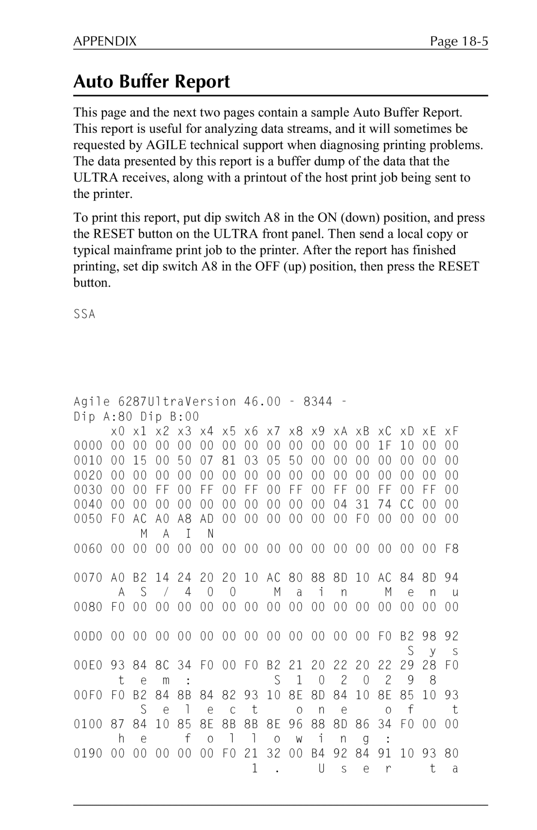 Agilent Technologies 6287 manual Auto Buffer Report, Ssa 