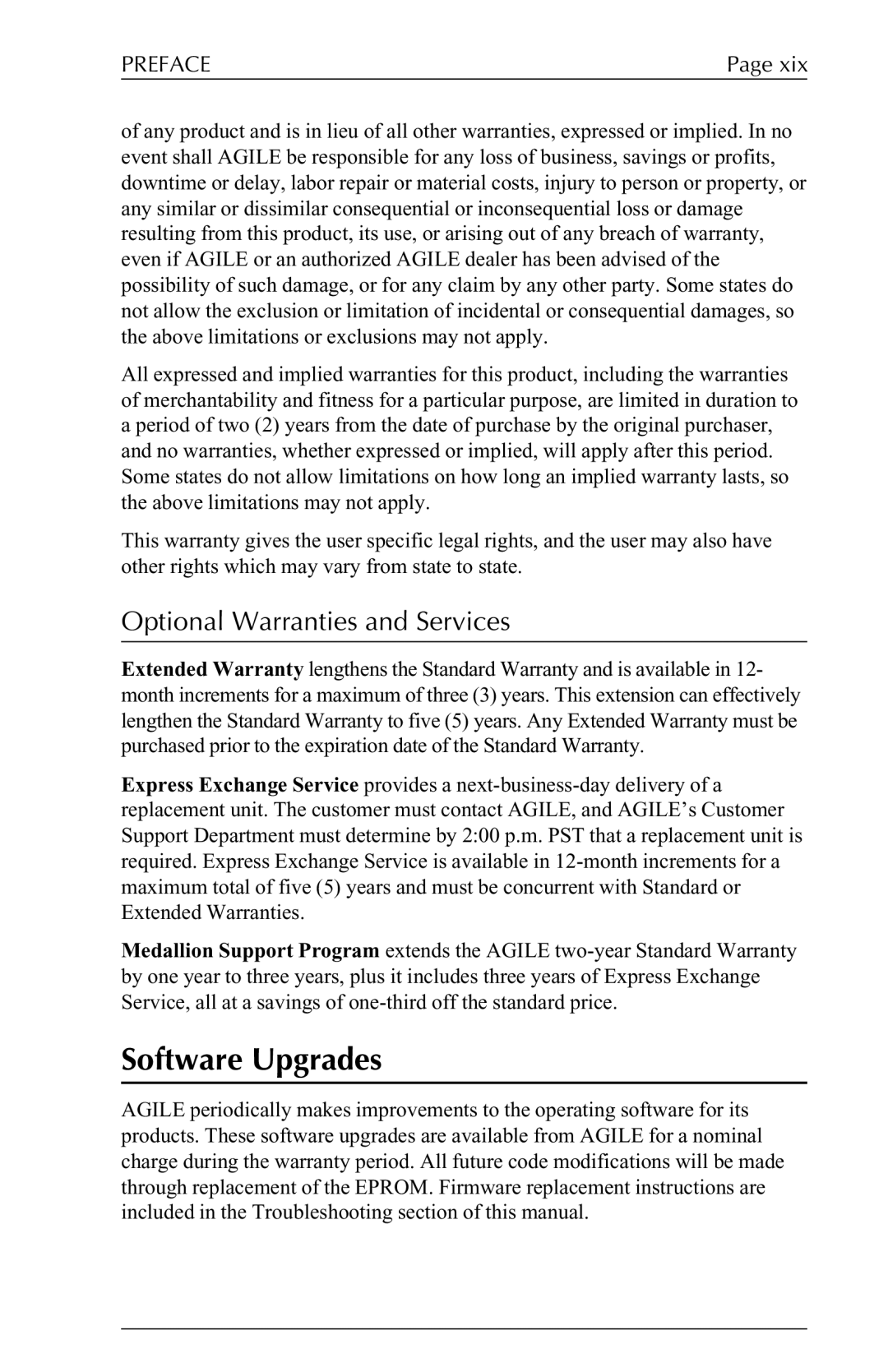 Agilent Technologies 6287 manual Software Upgrades, Optional Warranties and Services, Preface 