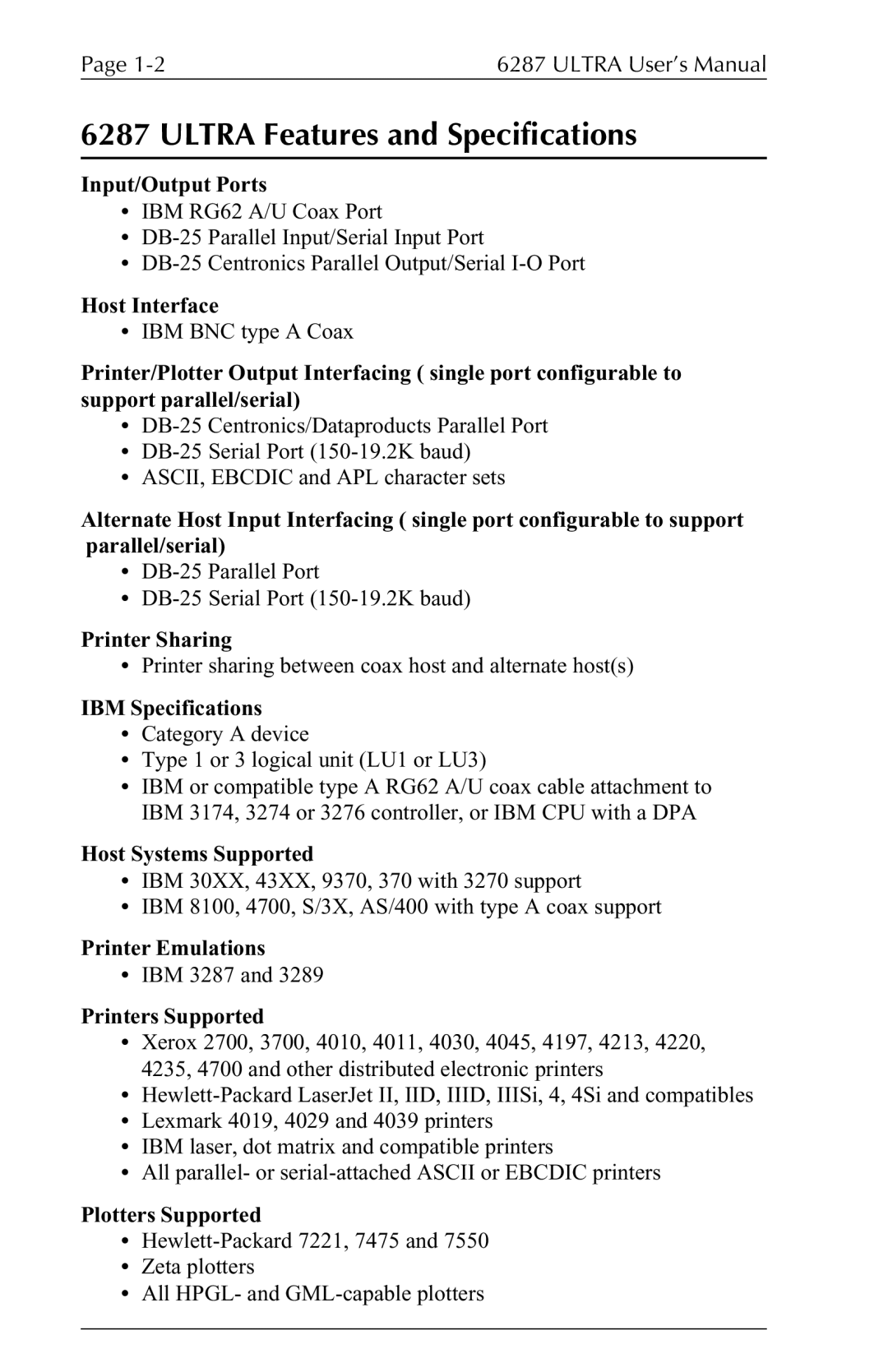 Agilent Technologies 6287 manual Ultra Features and Specifications 