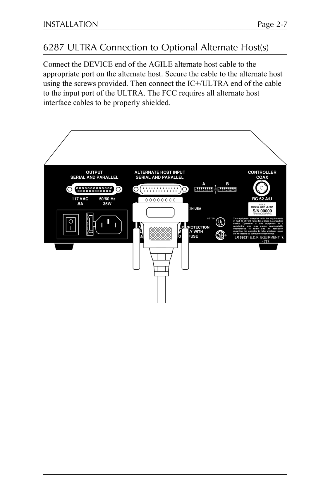 Agilent Technologies 6287 manual Ultra Connection to Optional Alternate Hosts, Slo 