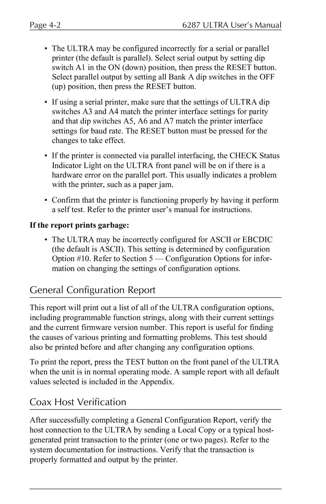 Agilent Technologies 6287 manual General Configuration Report, Coax Host Verification 