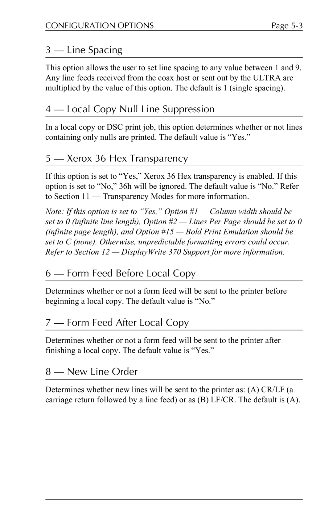 Agilent Technologies 6287 manual Line Spacing, Local Copy Null Line Suppression, Xerox 36 Hex Transparency, New Line Order 