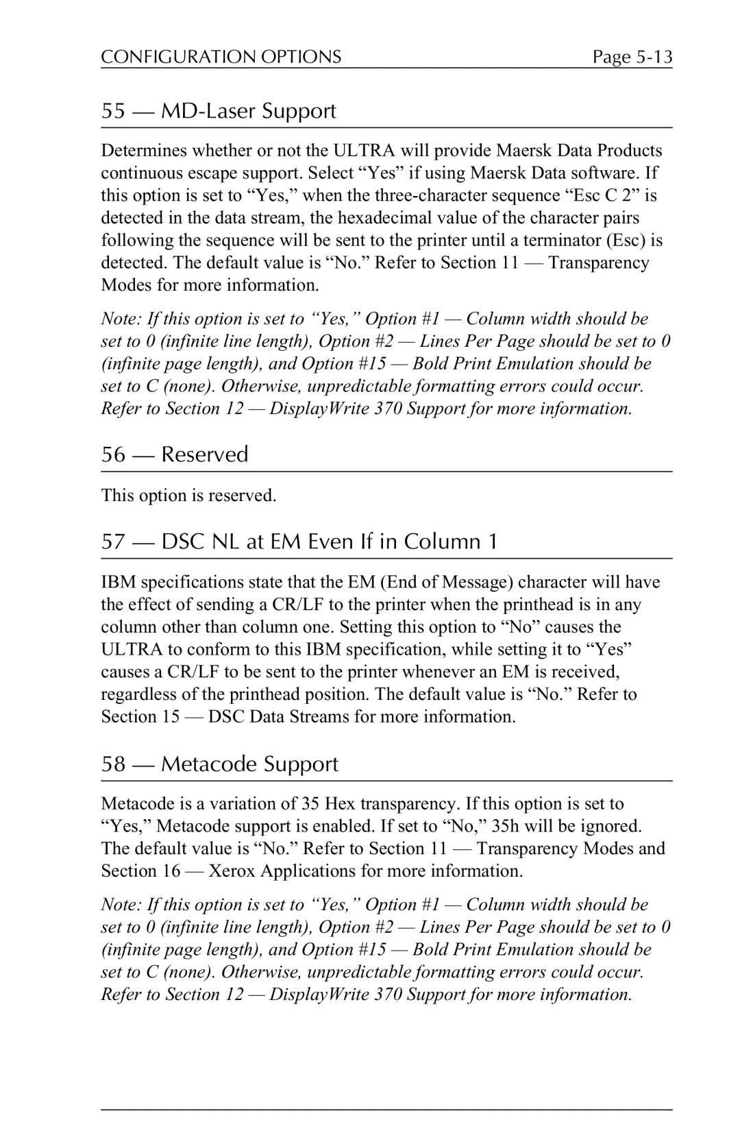 Agilent Technologies 6287 manual MD-Laser Support, DSC NL at EM Even If in Column, Metacode Support 