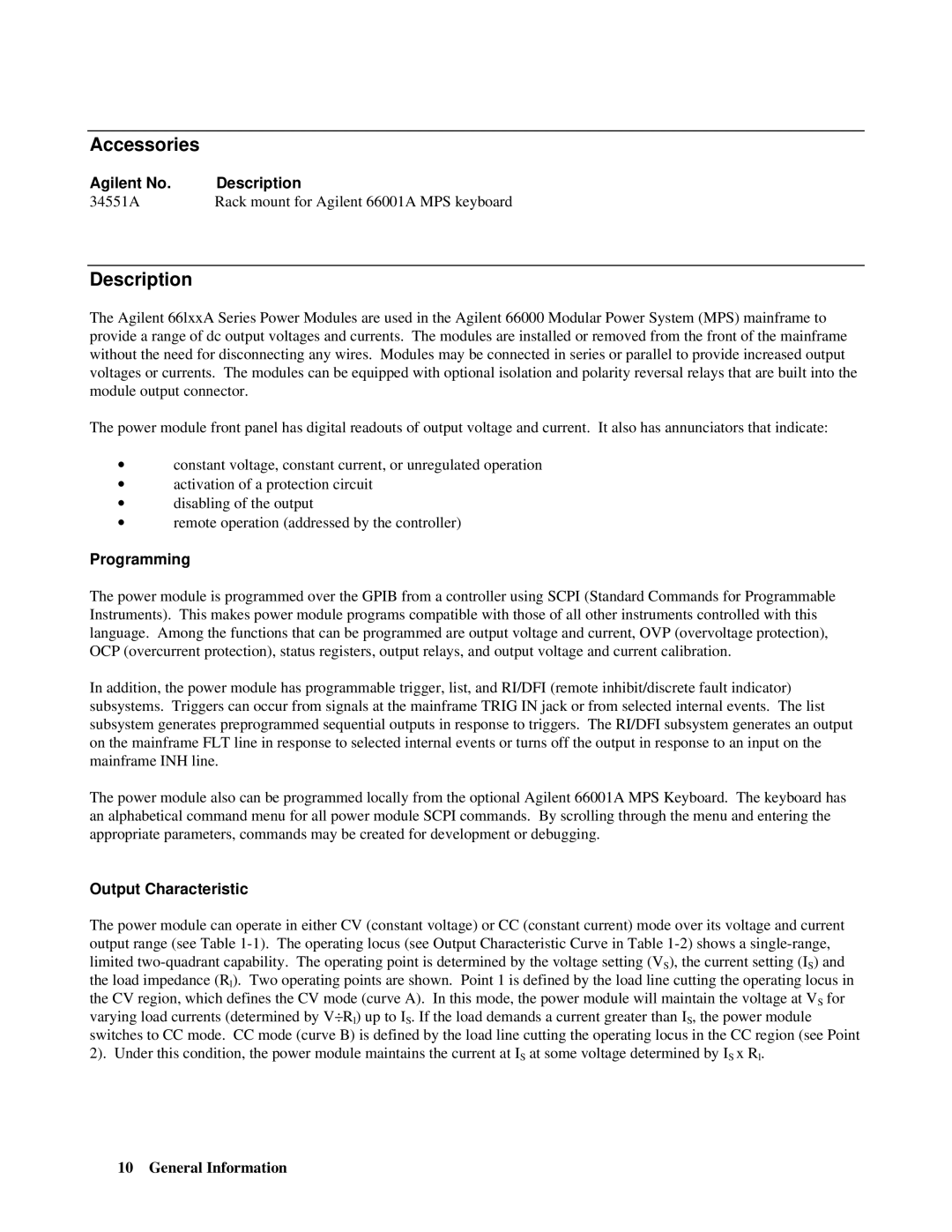 Agilent Technologies 66001A manual Accessories 