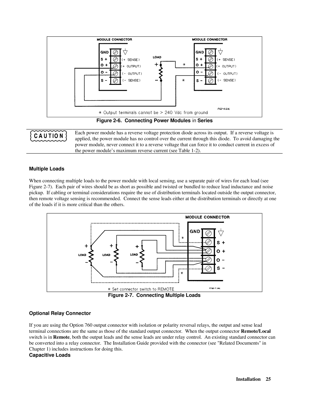 Agilent Technologies 66001A manual Multiple Loads, Capacitive Loads 