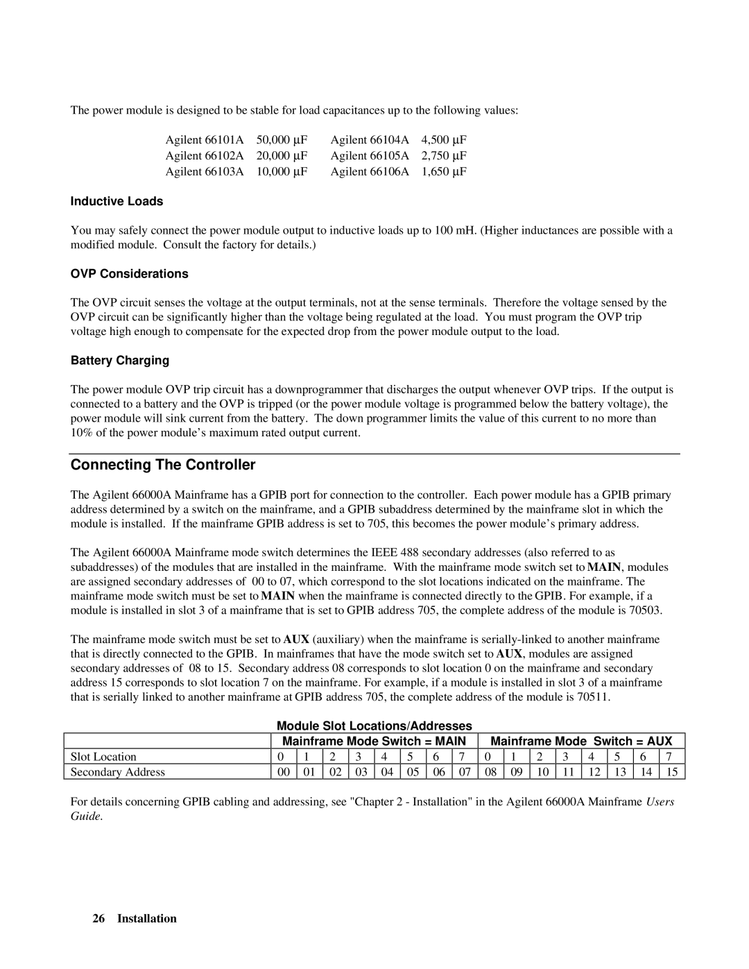 Agilent Technologies 66001A manual Connecting The Controller, Inductive Loads, OVP Considerations, Battery Charging 