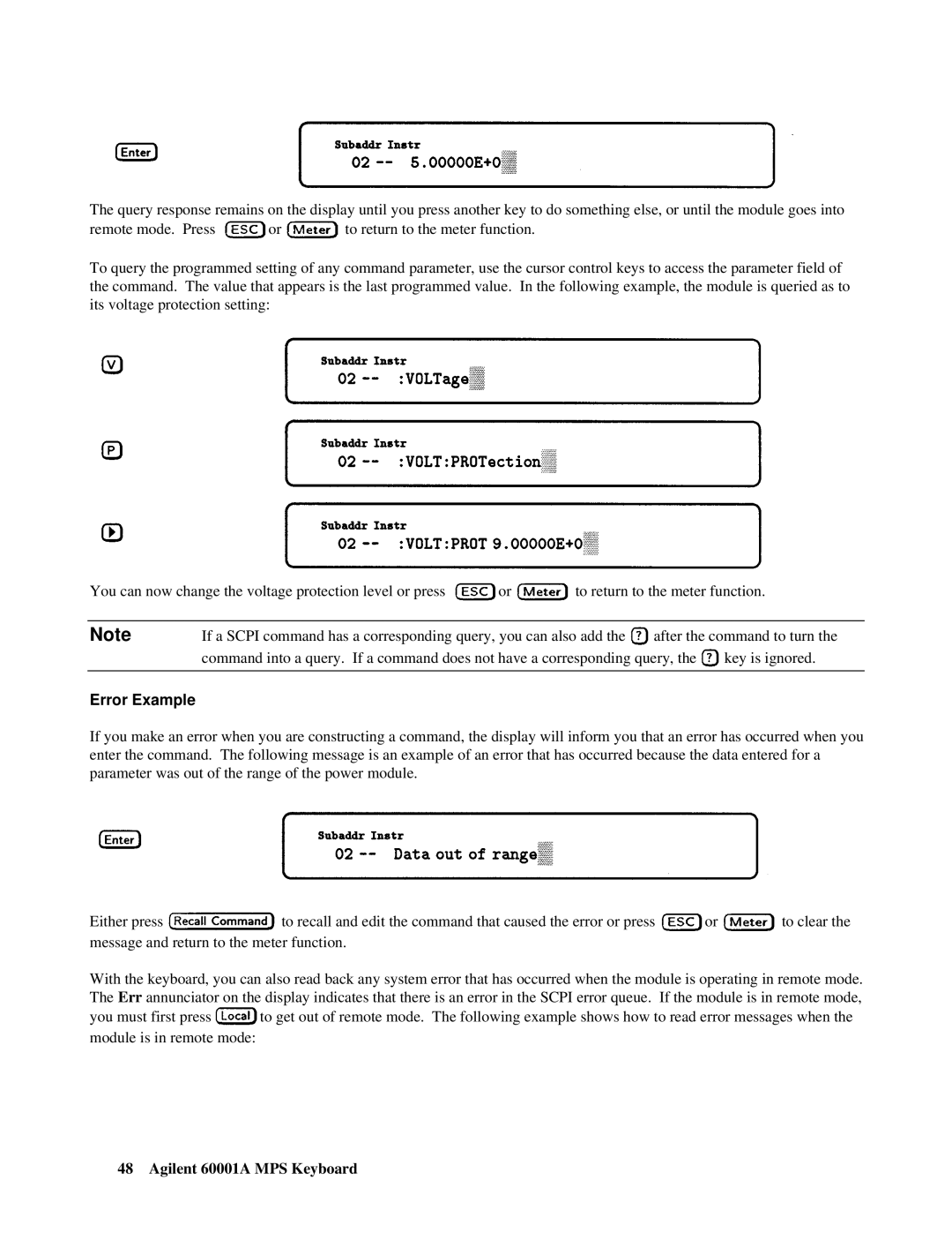 Agilent Technologies 66001A manual Error Example 