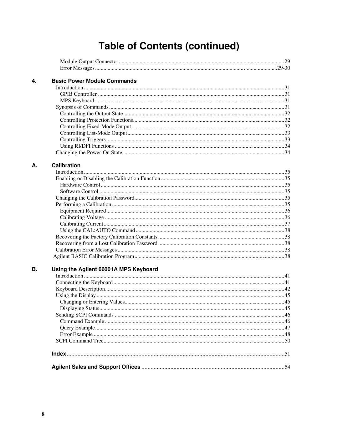 Agilent Technologies manual Basic Power Module Commands, Using the Agilent 66001A MPS Keyboard 