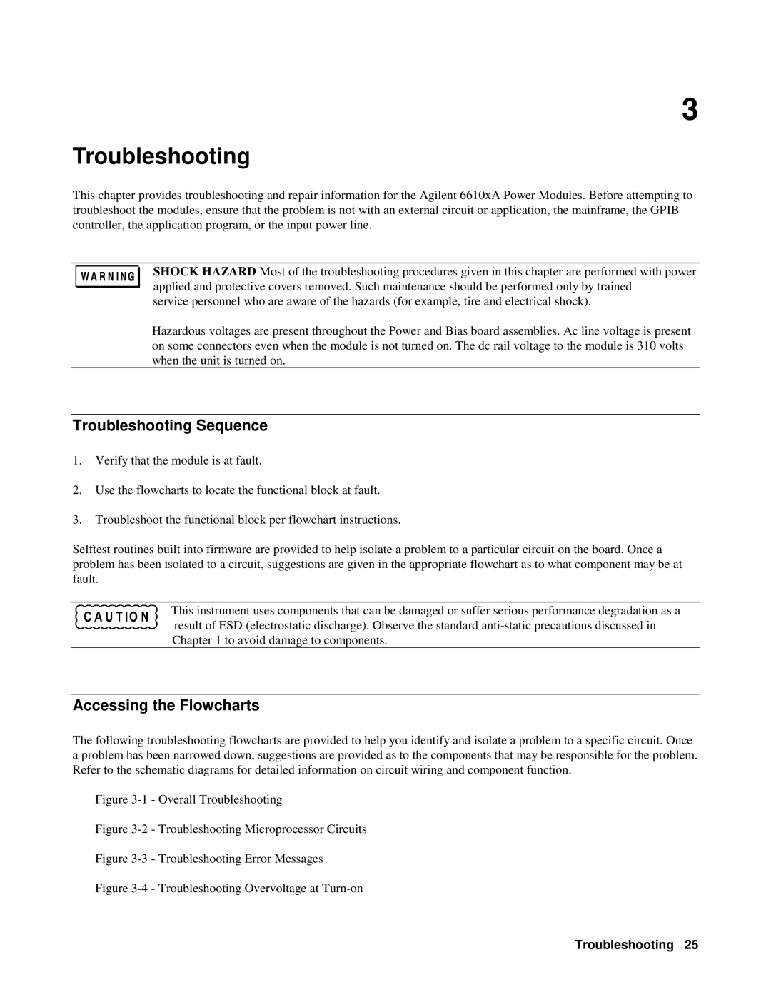 Agilent Technologies 6610XA appendix Troubleshooting Sequence, Accessing the Flowcharts 