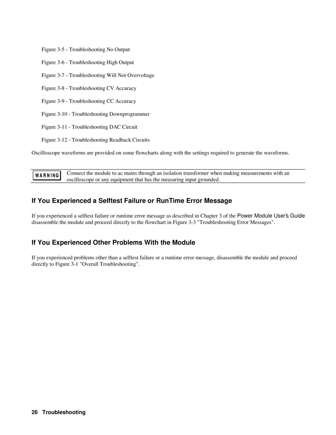 Agilent Technologies 6610XA appendix If You Experienced Other Problems With the Module, Troubleshooting No Output 