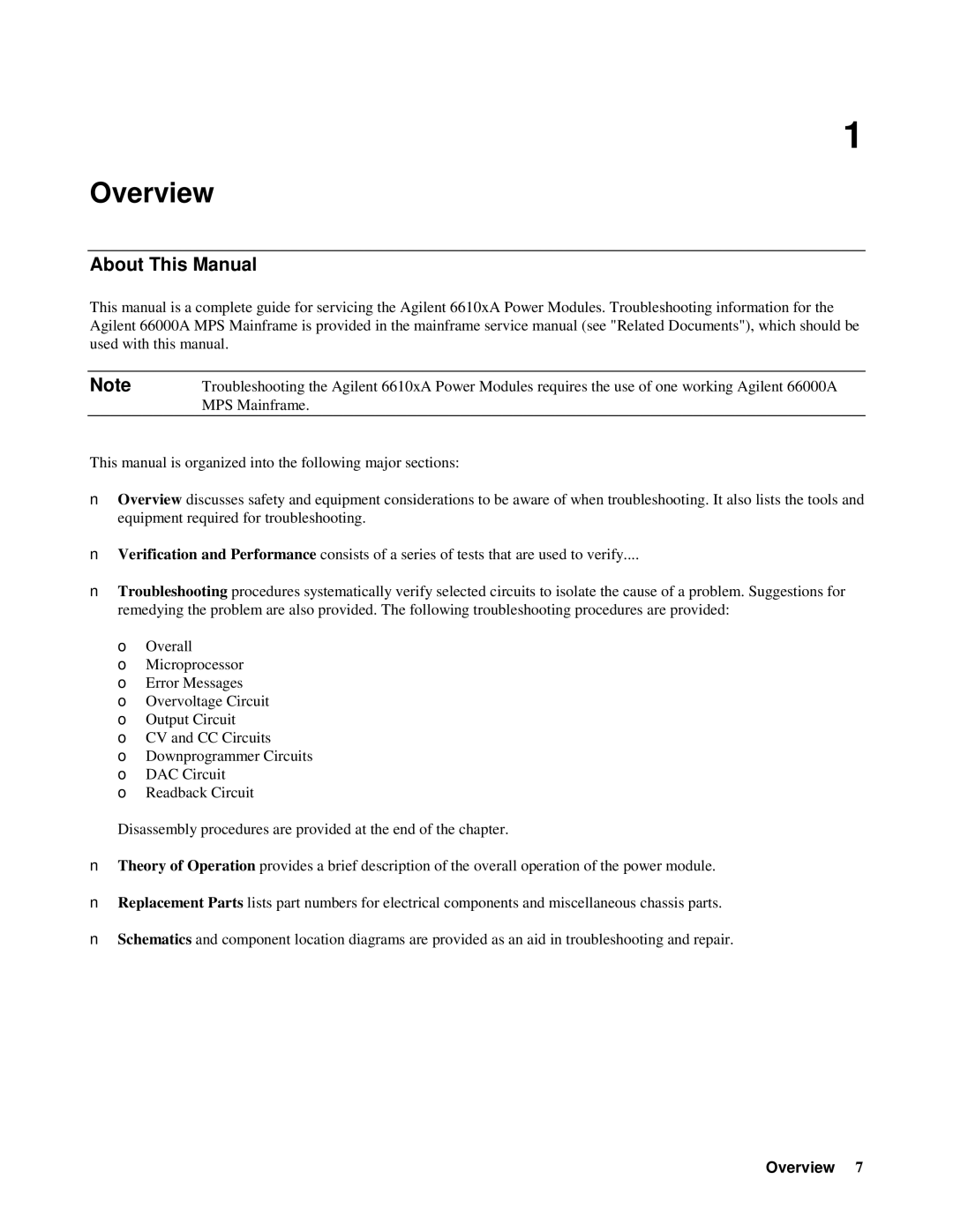 Agilent Technologies 6610XA appendix About This Manual, Overview 