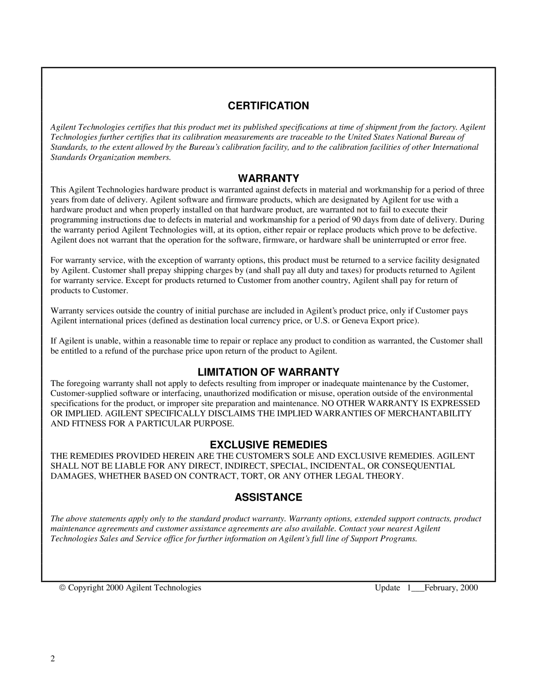 Agilent Technologies 6622A, 6621A, 6627A, 6623A, 6624A manual Certification 