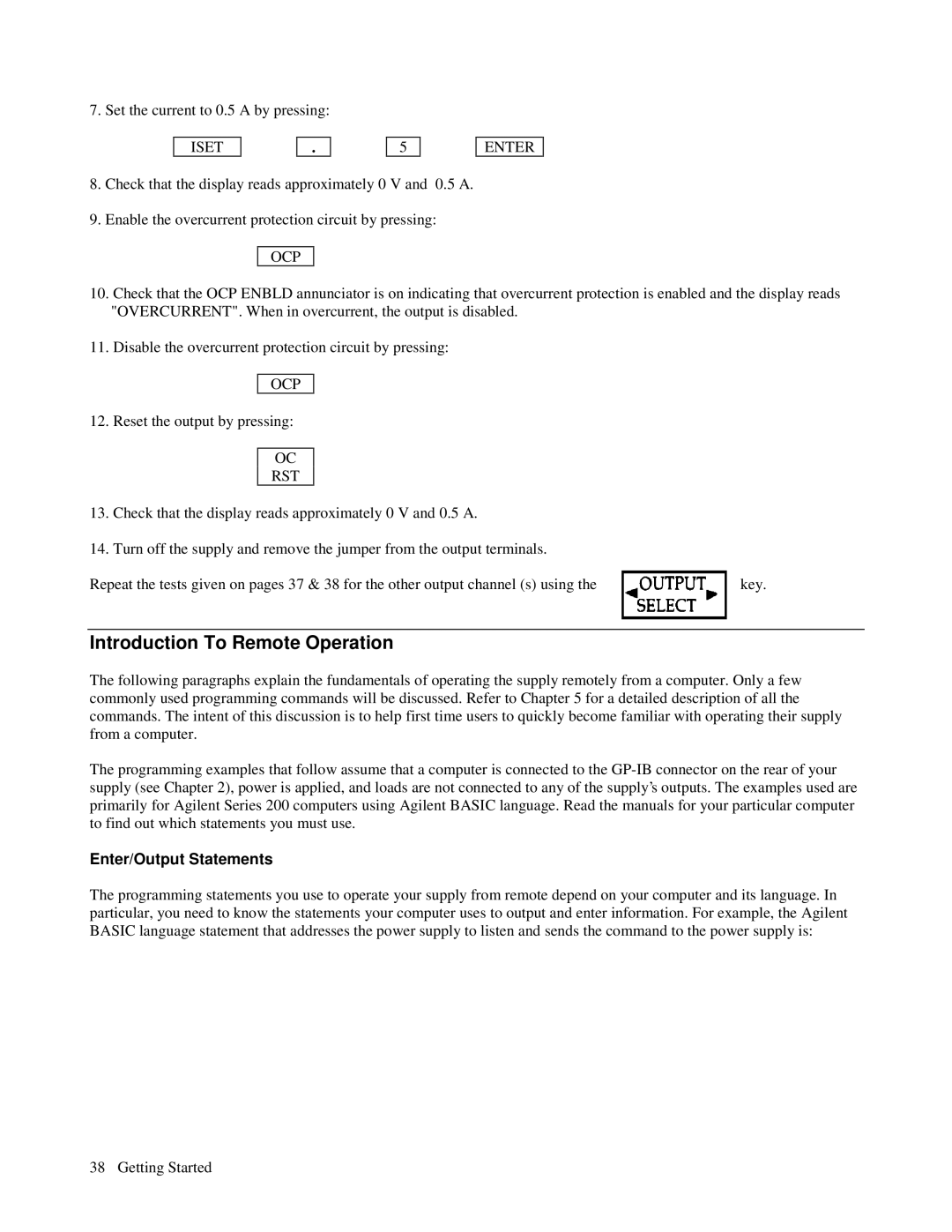 Agilent Technologies 6627A, 6621A, 6622A Introduction To Remote Operation, Iset Enter, Ocp, Rst, Enter/Output Statements 