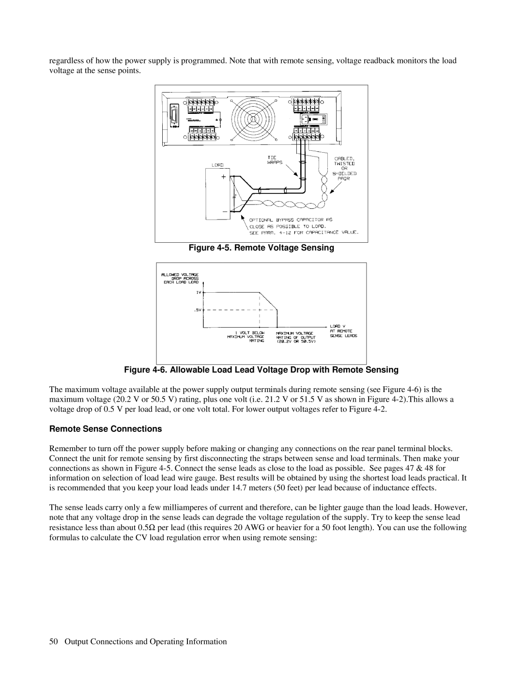 Agilent Technologies 6623A, 6621A, 6627A, 6622A, 6624A manual Remote Voltage Sensing, Remote Sense Connections 