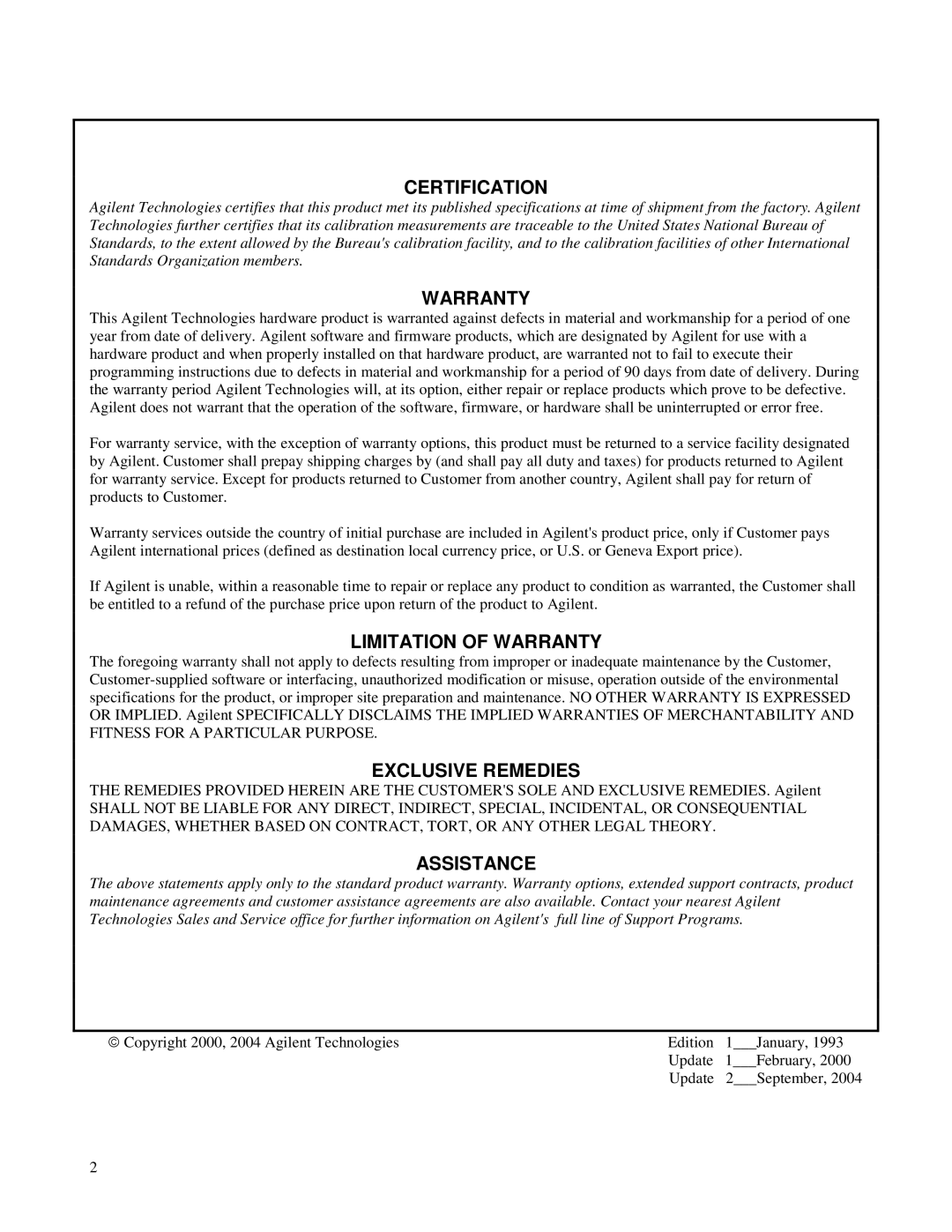 Agilent Technologies 6625A, 6626A, 6628A, 6629A manual Certification 