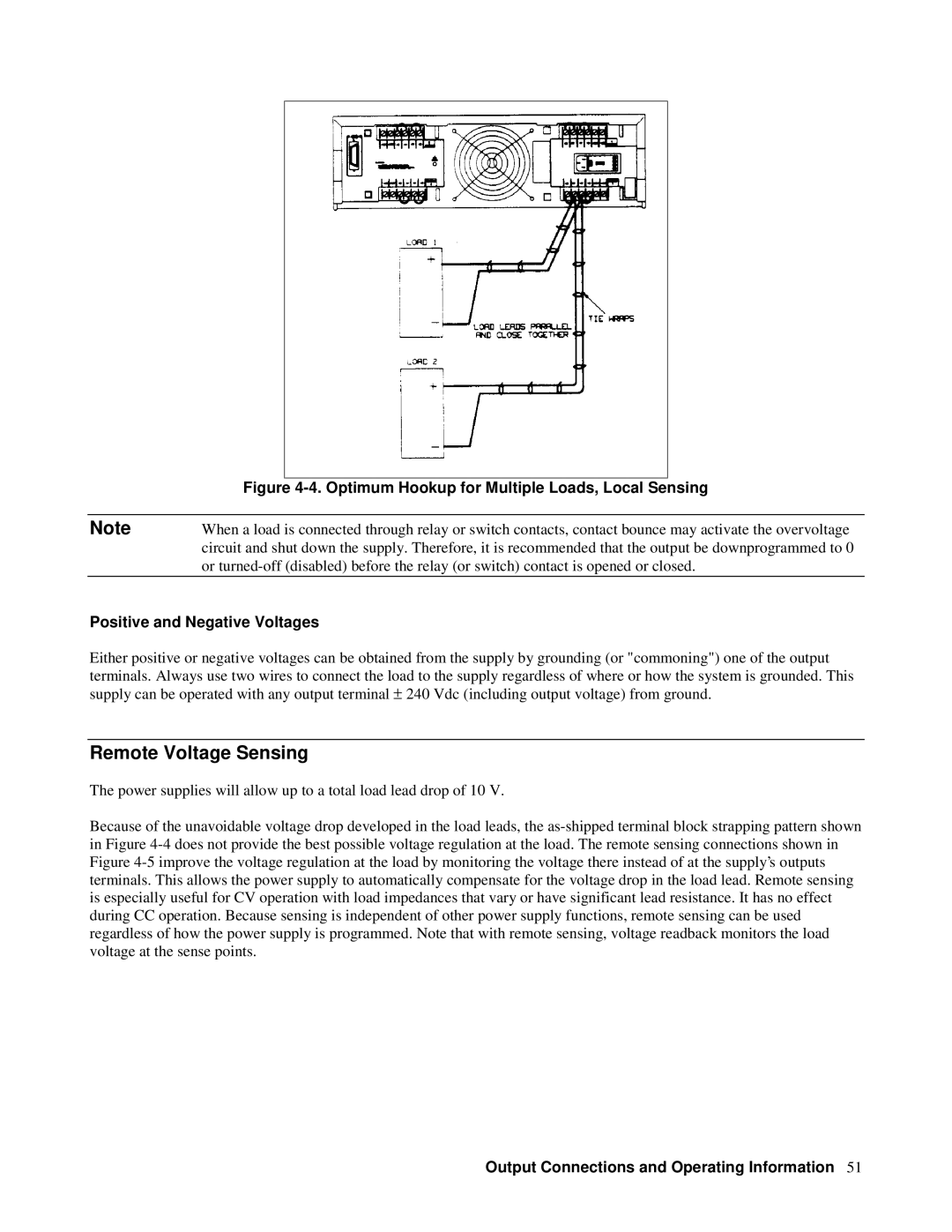 Agilent Technologies 6629A, 6626A, 6628A, 6625A manual Remote Voltage Sensing, Positive and Negative Voltages 