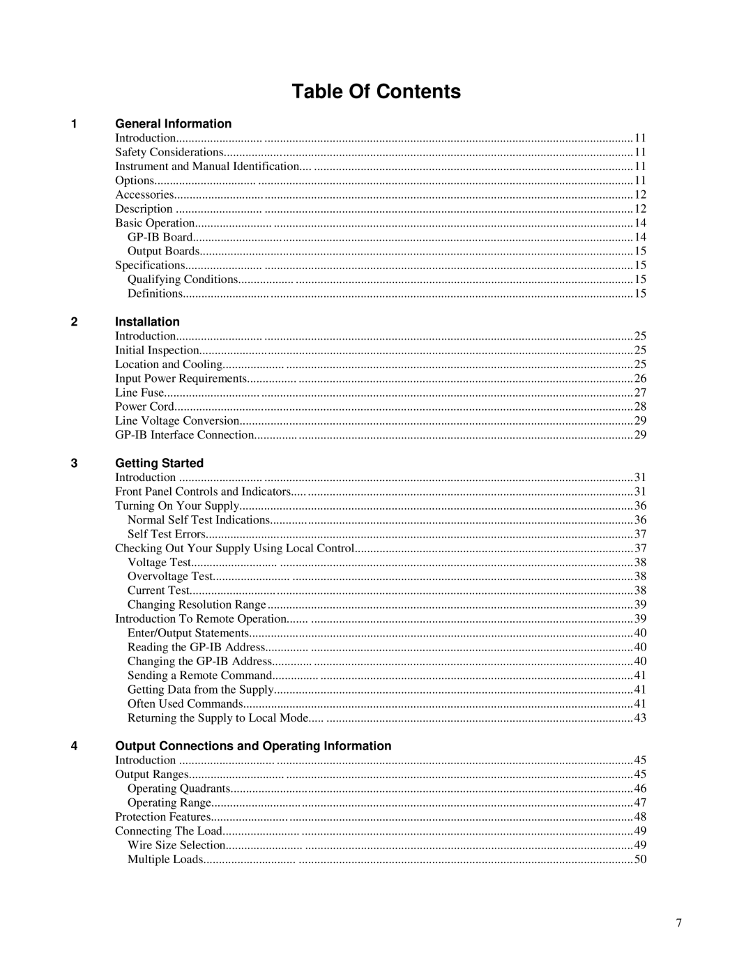 Agilent Technologies 6629A, 6626A, 6628A, 6625A manual Table Of Contents 