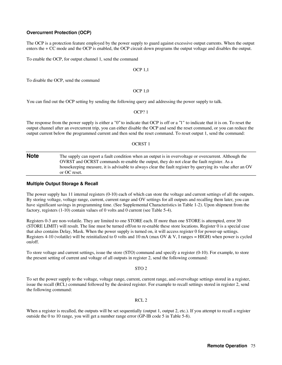 Agilent Technologies 6629A, 6626A, 6628A, 6625A manual Overcurrent Protection OCP, Multiple Output Storage & Recall 