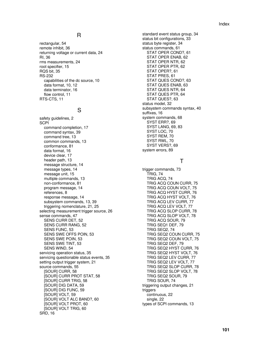 Agilent Technologies 66332A, 6634B, 6633B, 6632B, 6614C, 6613C, 6631B, 66312A, 6612C, 6611C manual 101, Scpi 