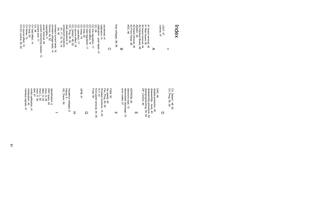 Agilent Technologies 66332A, 6634B, 6633B, 6632B service manual Index 