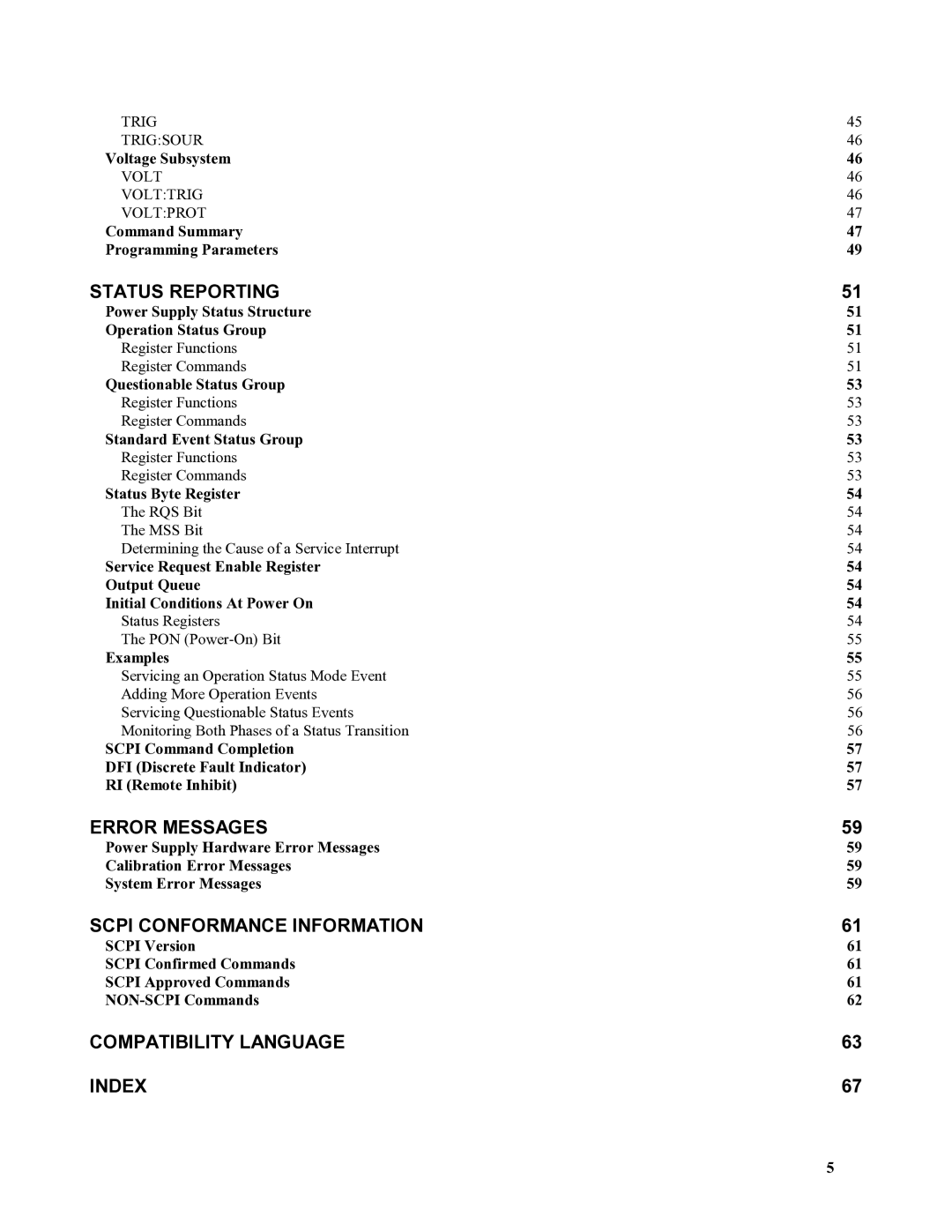 Agilent Technologies 665xA, 664xA Voltage Subsystem, Command Summary Programming Parameters, Questionable Status Group 