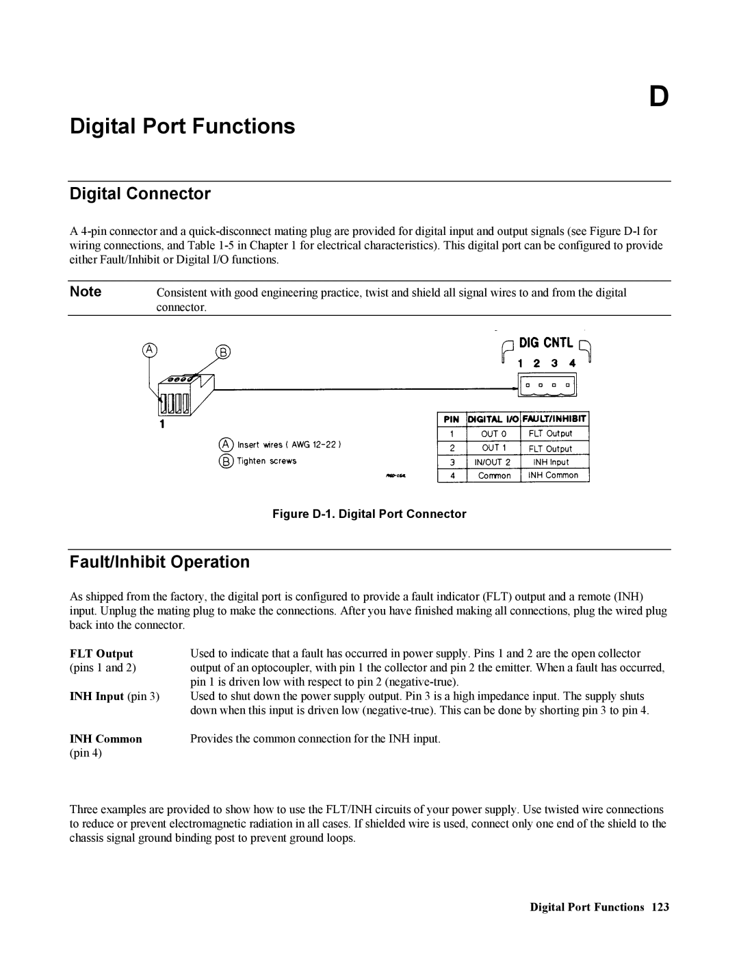 Agilent Technologies 669xA, 665xA, 664xA, 667xA, 668xA Digital Port Functions, Digital Connector, Fault/Inhibit Operation 