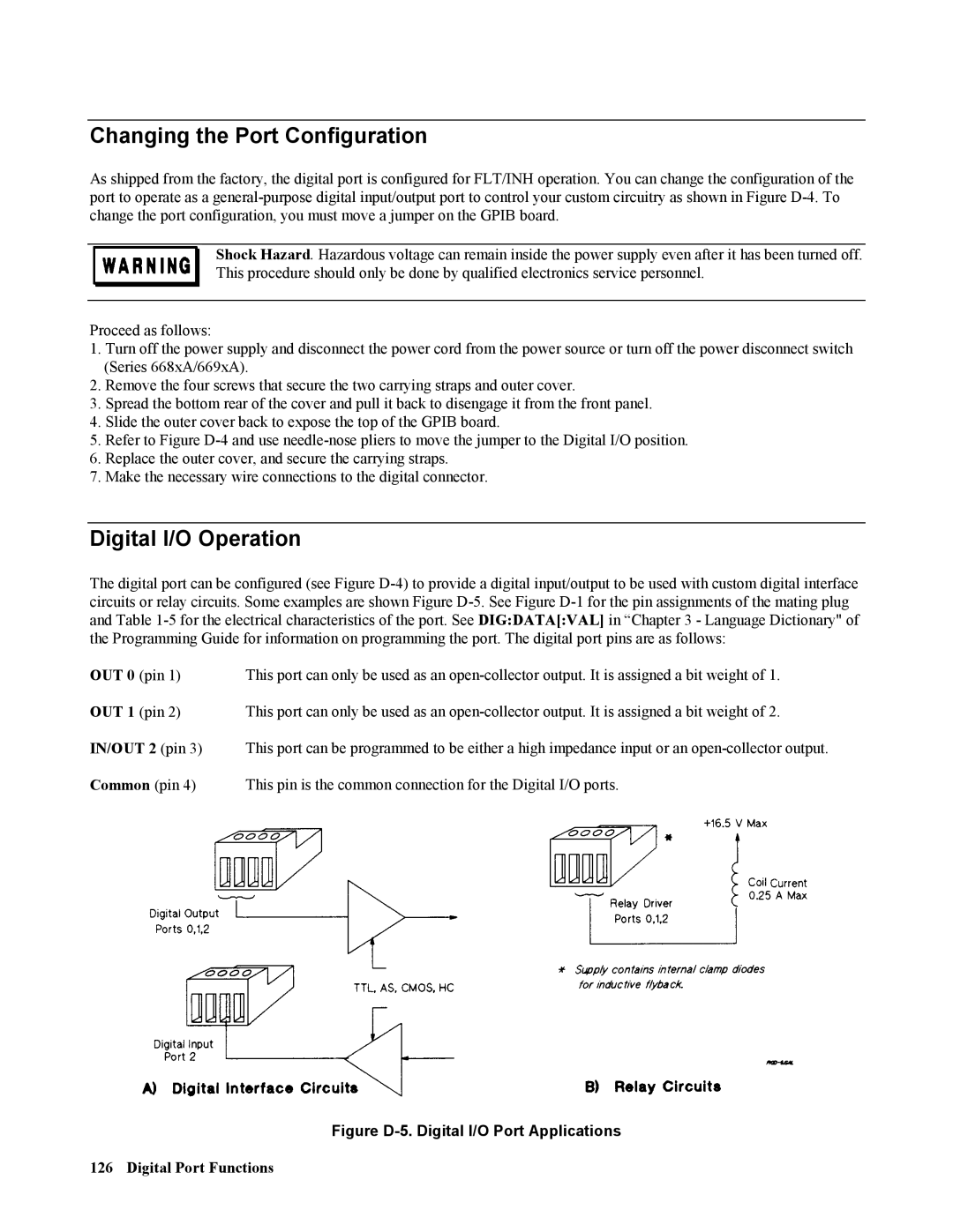 Agilent Technologies 664xA, 665xA, 667xA Changing the Port Configuration, Digital I/O Operation, IN/OUT 2 pin, Common pin 