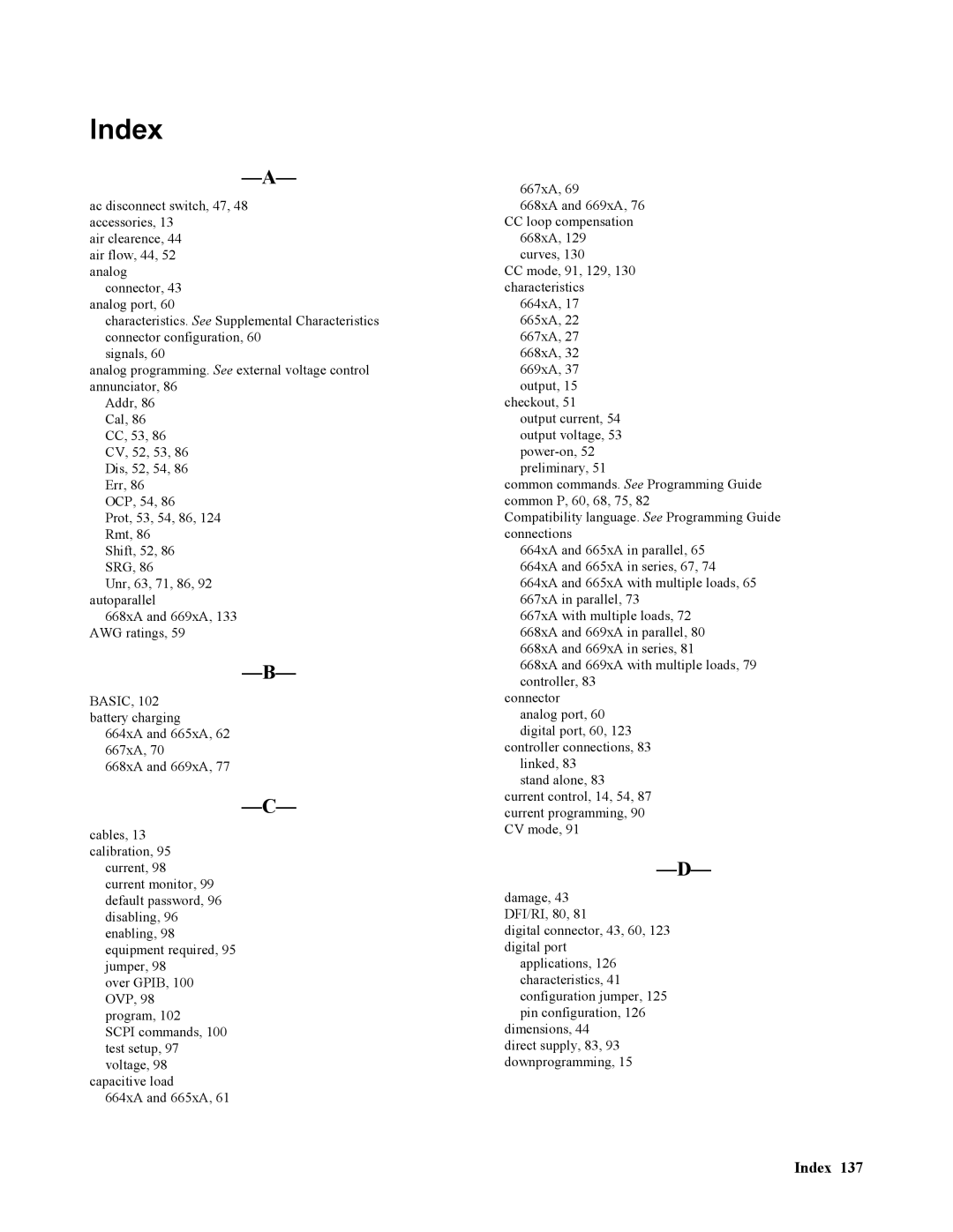 Agilent Technologies 667xA, 665xA, 664xA, 669xA, 668xA manual Index 