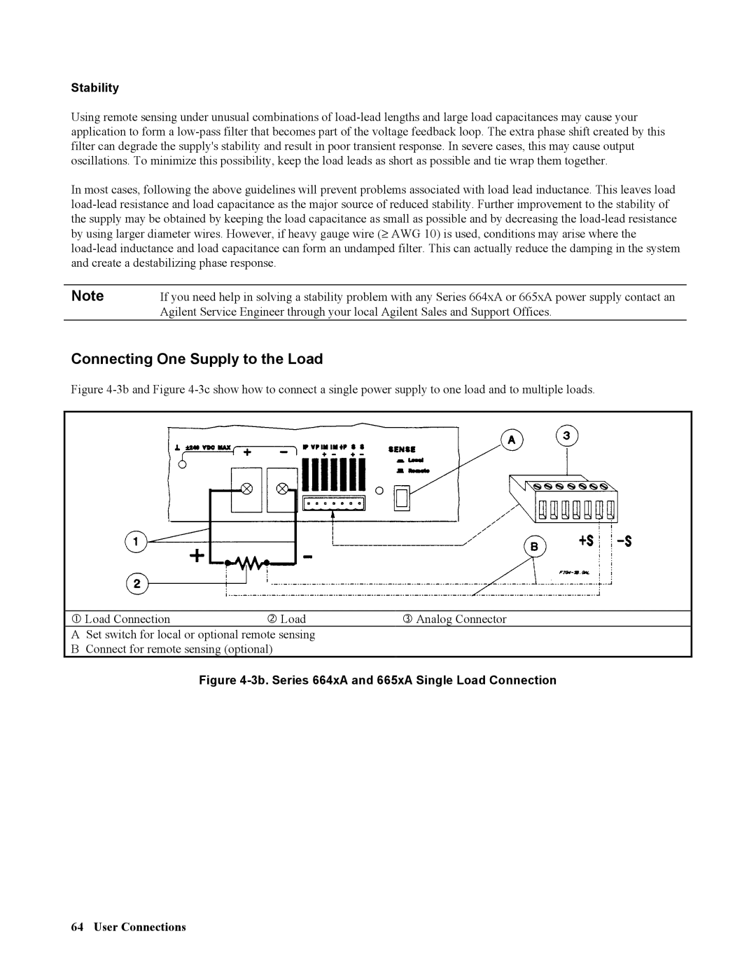 Agilent Technologies 668xA, 665xA, 664xA, 667xA, 669xA manual Connecting One Supply to the Load, Stability 