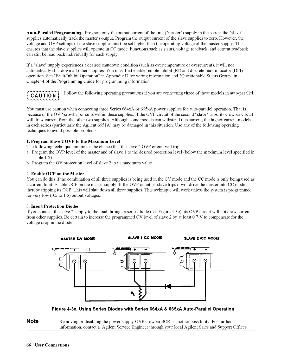 Agilent Technologies 664xA Program Slave 2 OVP to the Maximum Level, Enable OCP on the Master, Insert Protection Diodes 