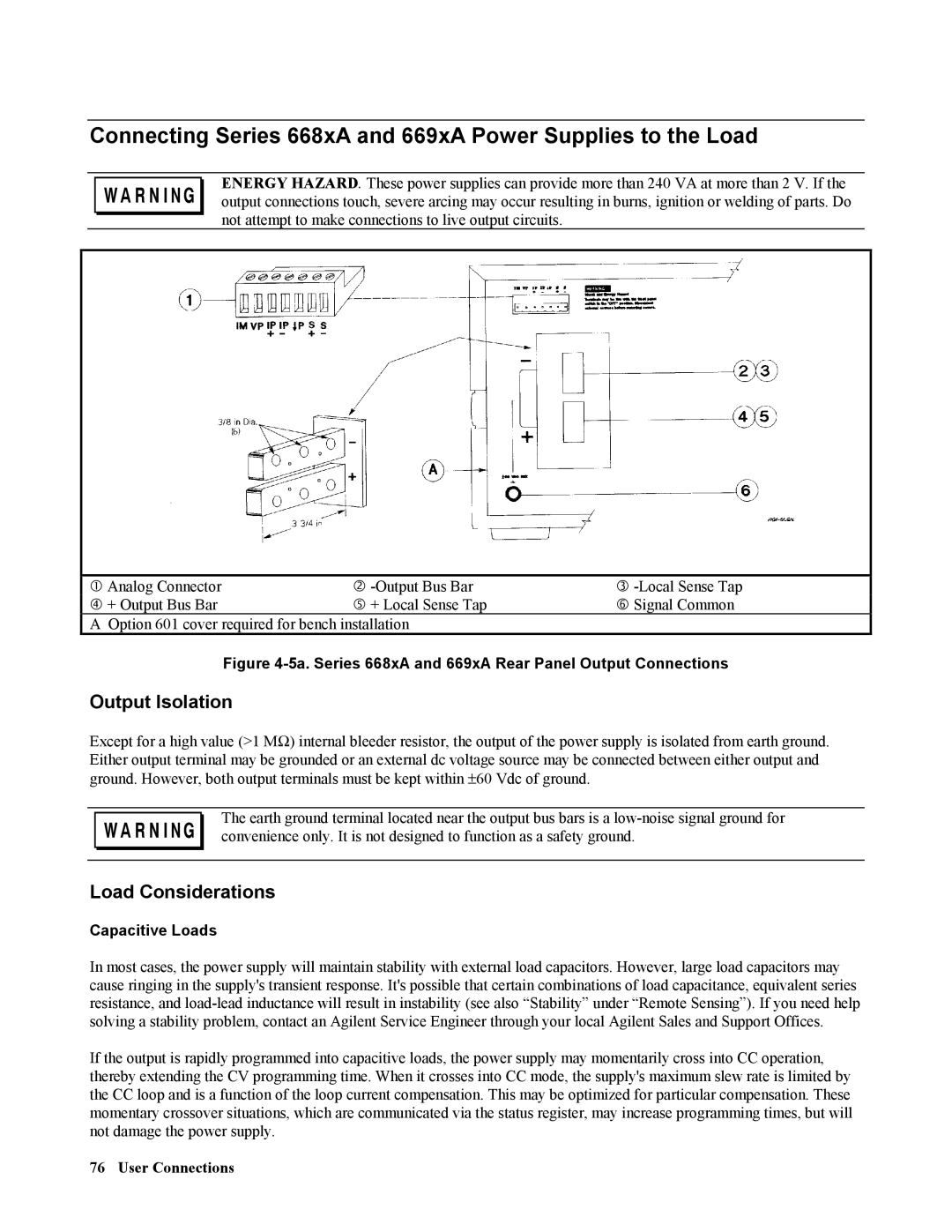 Agilent Technologies 664xA, 665xA, 667xA manual Connecting Series 668xA and 669xA Power Supplies to the Load 