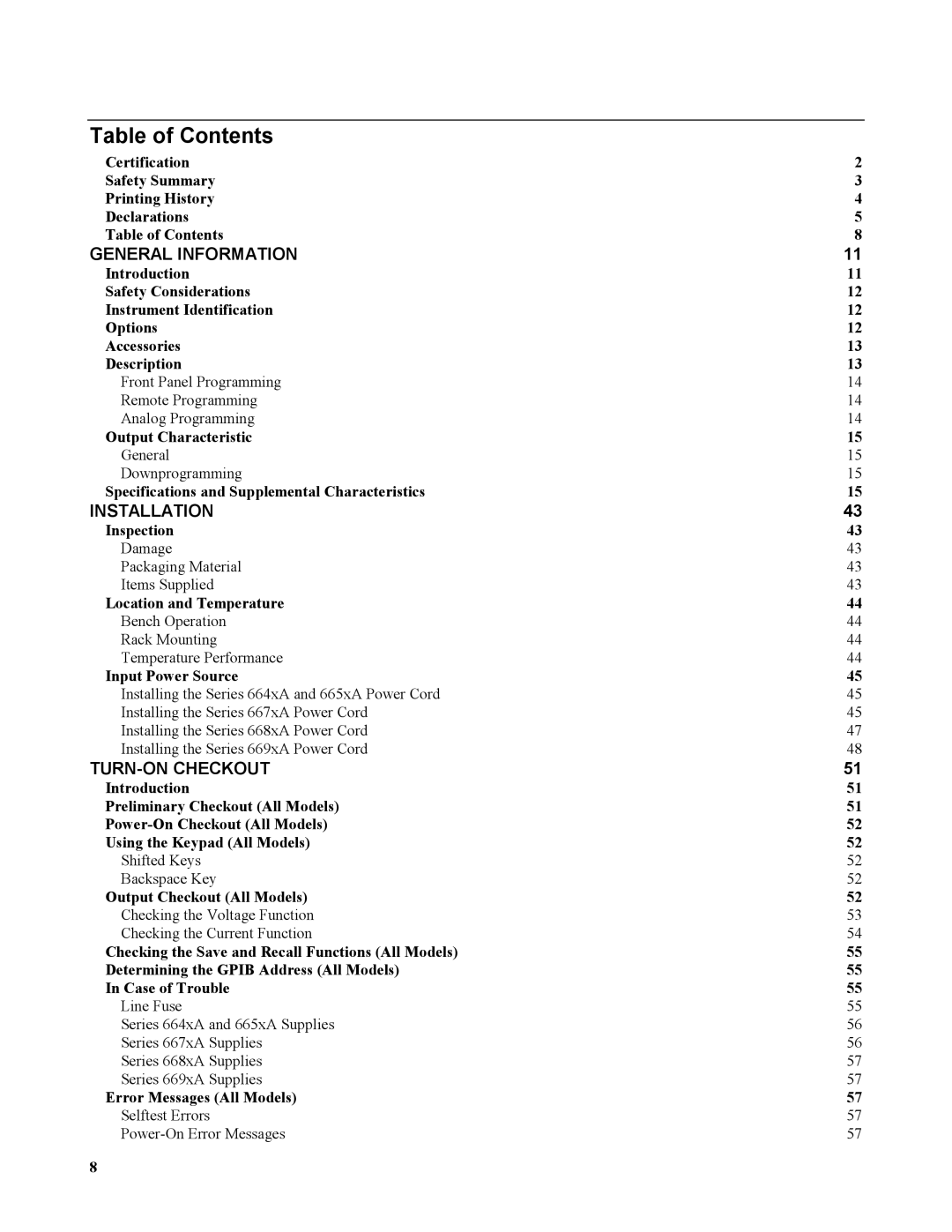 Agilent Technologies 669xA, 665xA, 664xA, 667xA, 668xA manual Table of Contents 