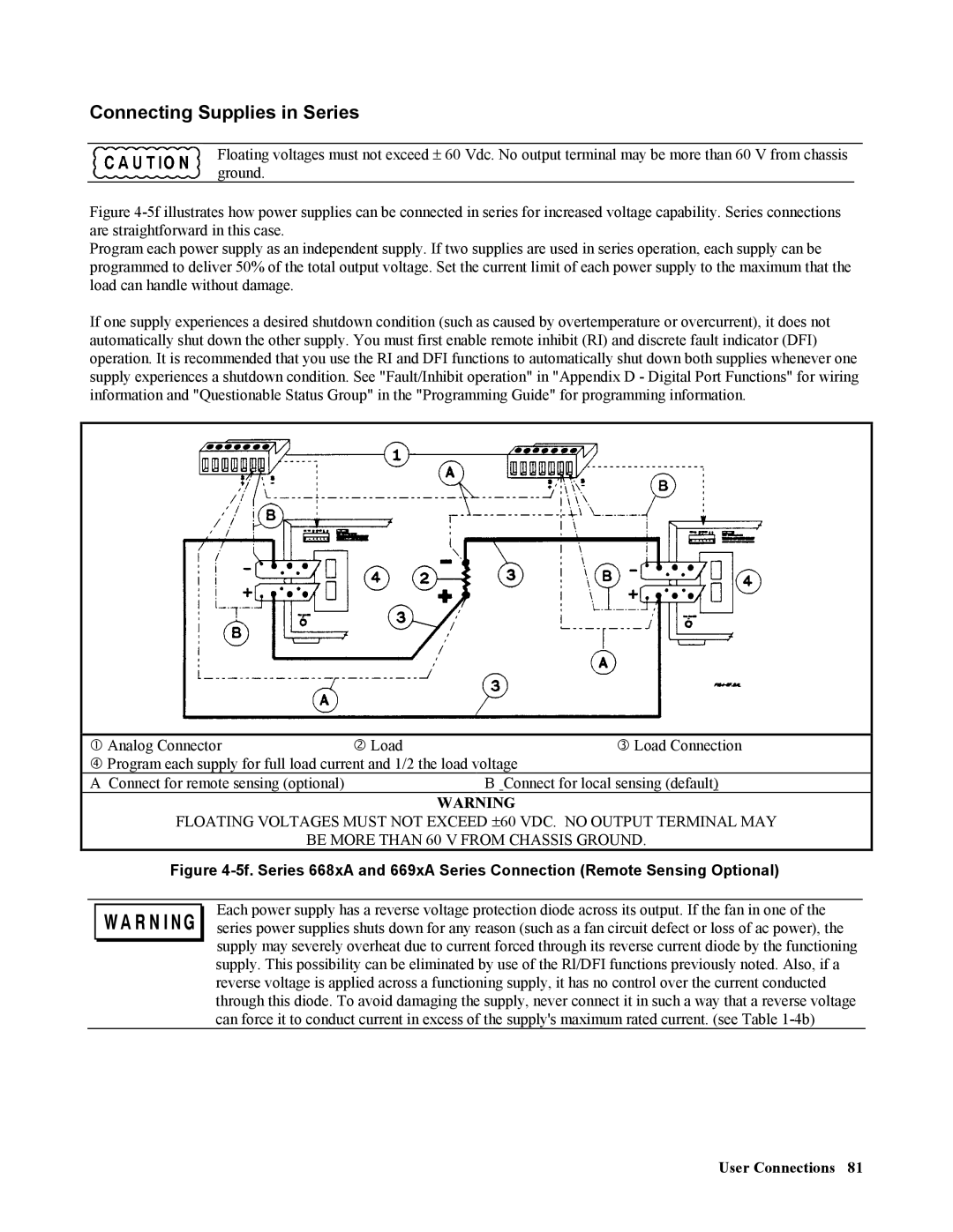 Agilent Technologies 664xA, 665xA, 667xA, 669xA, 668xA manual Connecting Supplies in Series 