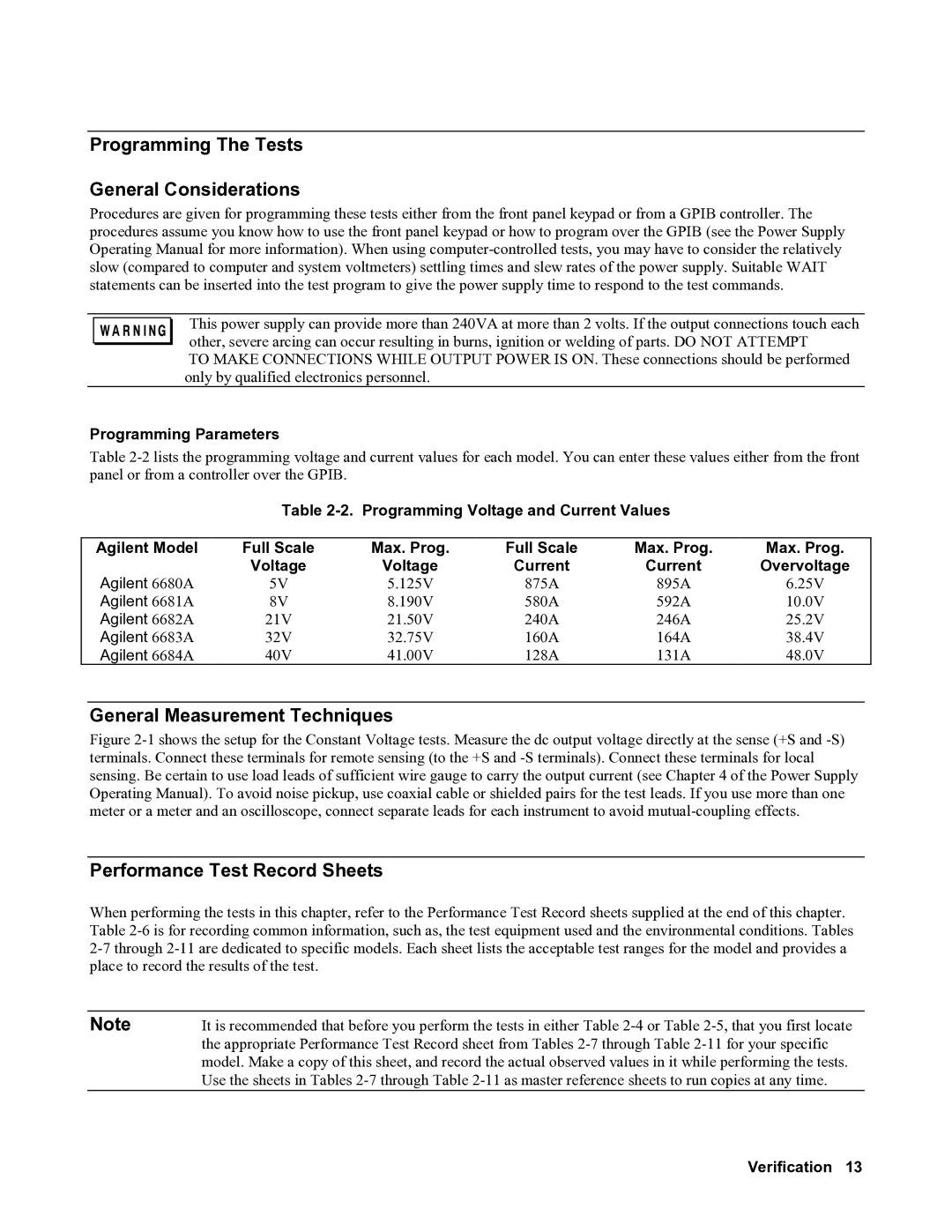 Agilent Technologies 6683A, 6684A, 6680A, 6681A Programming The Tests General Considerations, General Measurement Techniques 