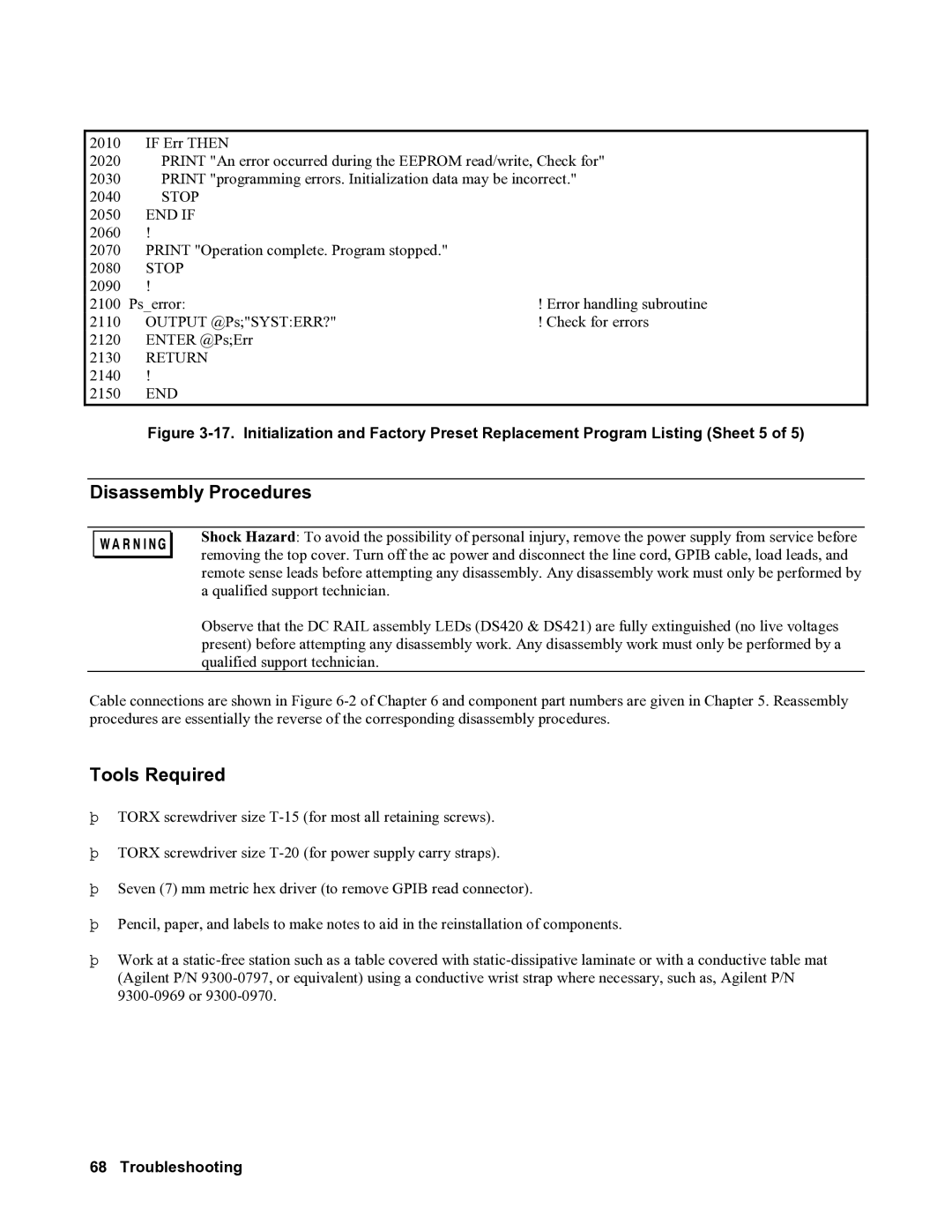 Agilent Technologies 6683A, 6684A, 6680A, 6681A, 6682A service manual Disassembly Procedures, Tools Required, Return, End 