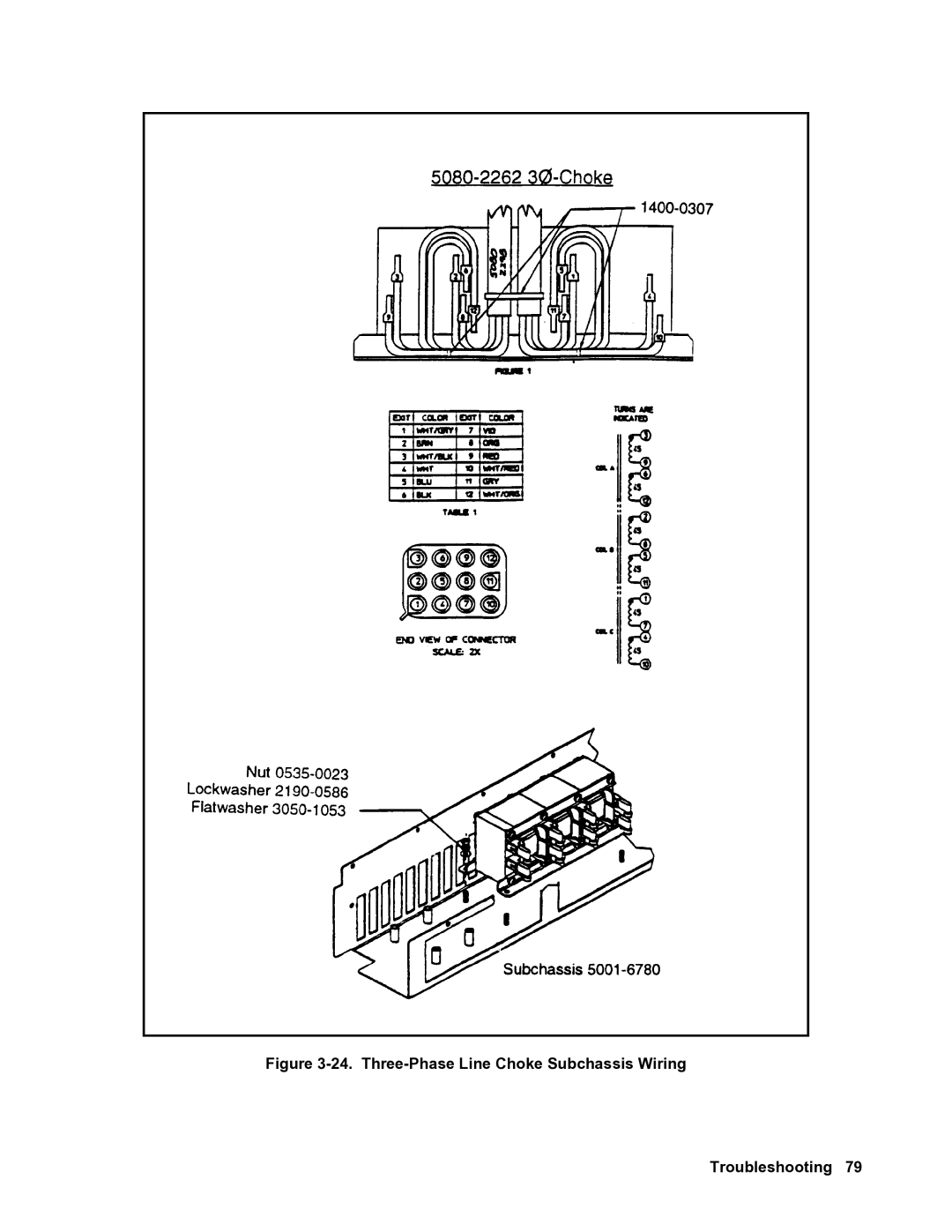 Agilent Technologies 6681A, 6684A, 6680A, 6683A, 6682A service manual Three-Phase Line Choke Subchassis Wiring Troubleshooting 