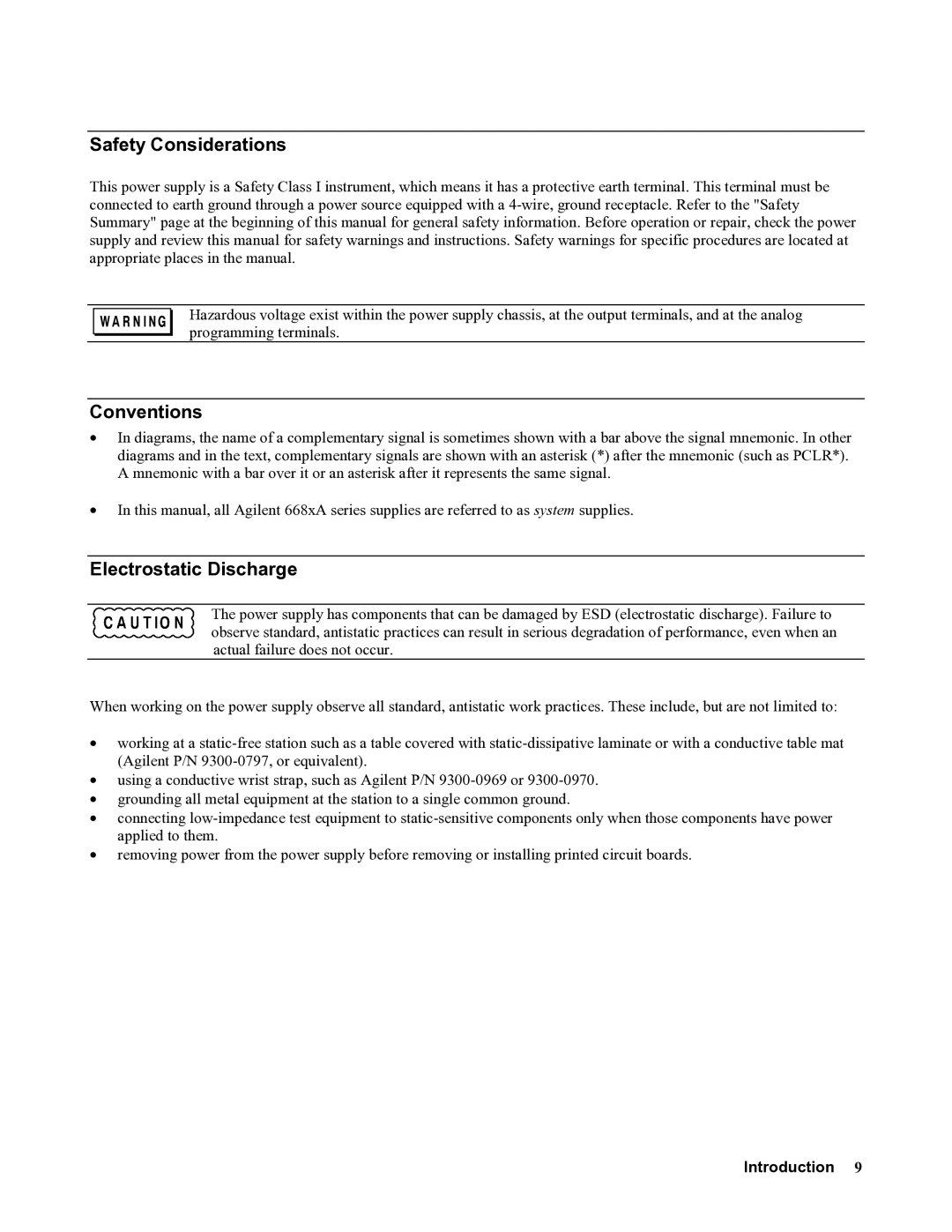 Agilent Technologies 6682A, 6684A, 6680A, 6683A, 6681A Safety Considerations, Conventions, Electrostatic Discharge 