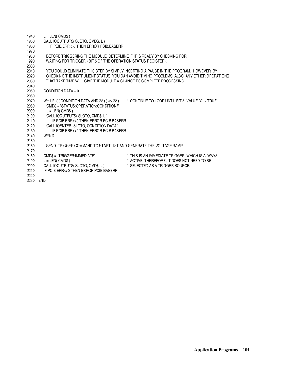 Agilent Technologies 66lxxA Call Iooutputs SLOTO, CMDS, L, Waiting for Trigger BIT 5 of the Operation Status Register, End 